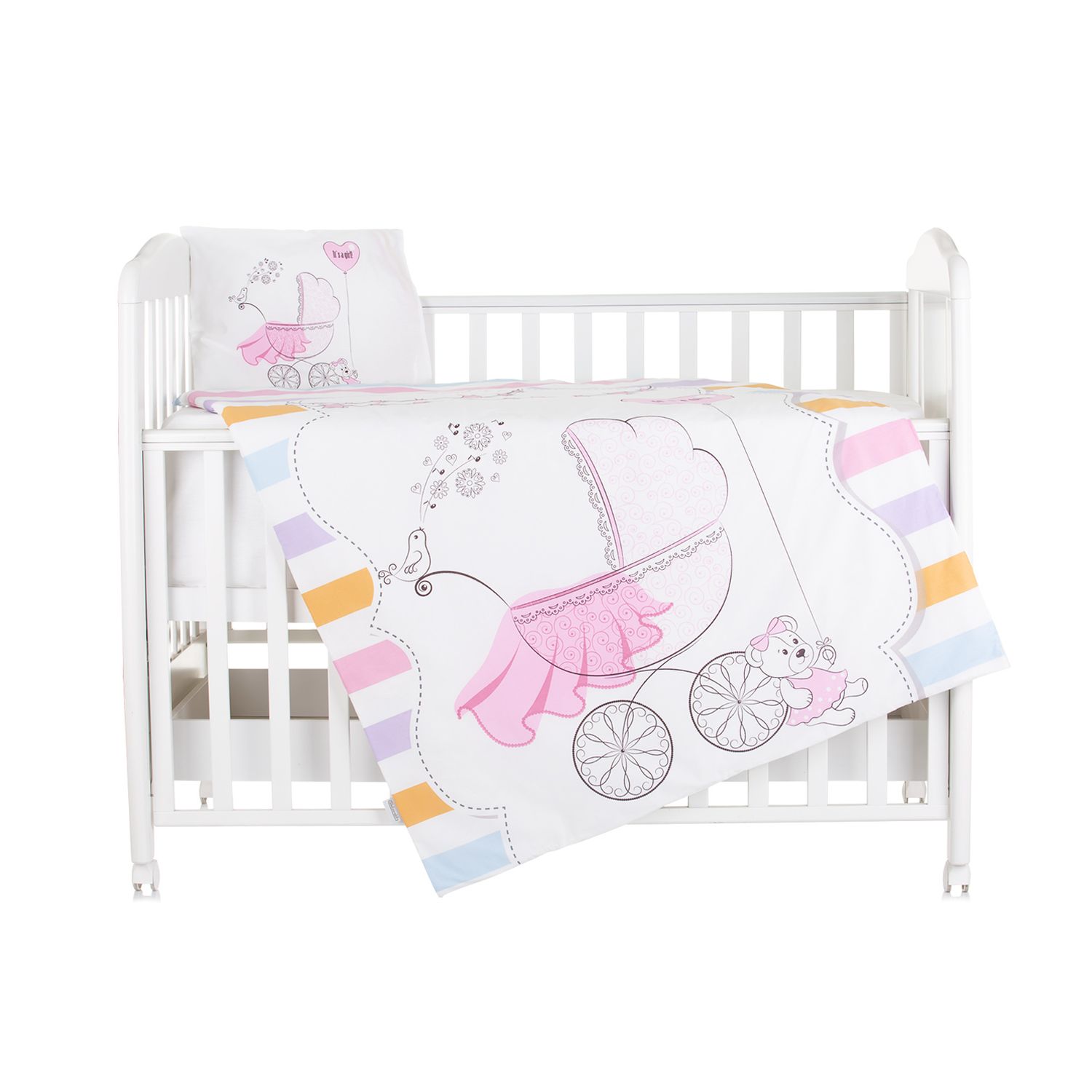 Chipolino Babybettw&auml;sche 3-teilig, Decke 130 x 100 cm, Kissen 45 x 35 cm, Laken pink - Bild 1