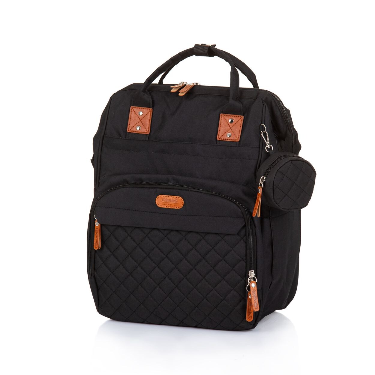 Chipolino Wickeltasche, Kinderwagen Rucksack Reißverschluss Schnullertasche schwarz