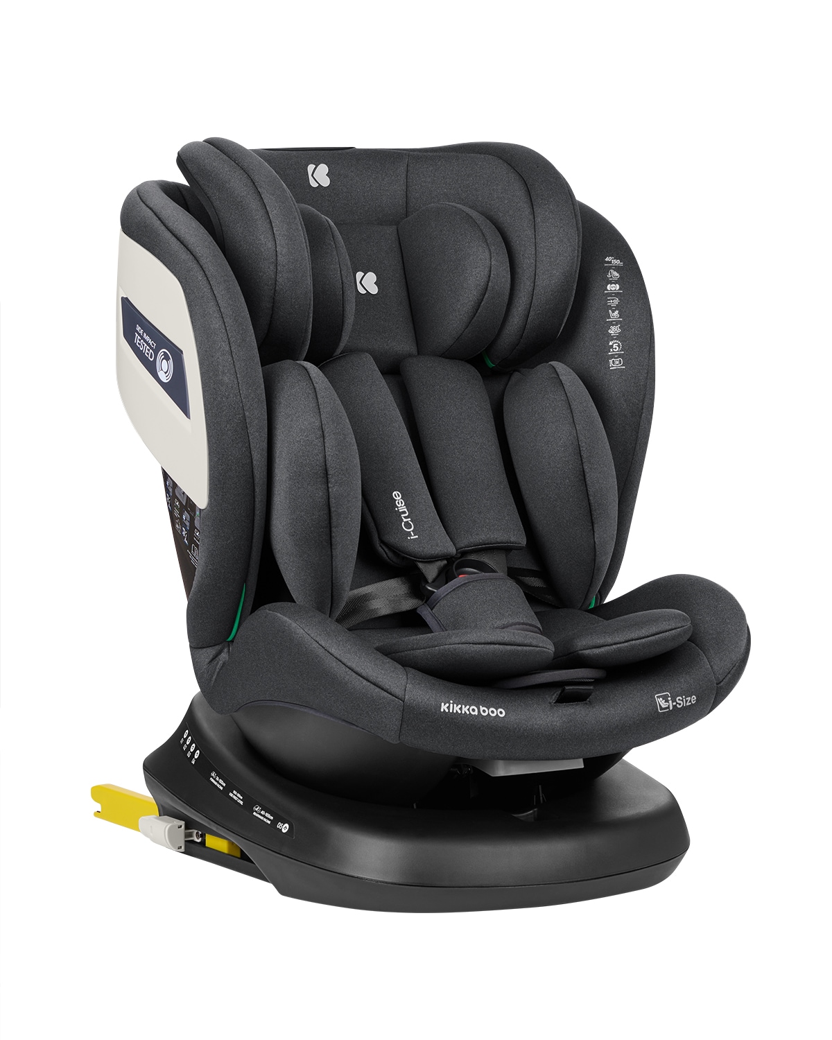 Kikkaboo Kindersitz i-Cruise i-Size (40-150 cm) SPS, Sitz 360&deg; drehbar, Isofix dunkelgrau - Bild 1