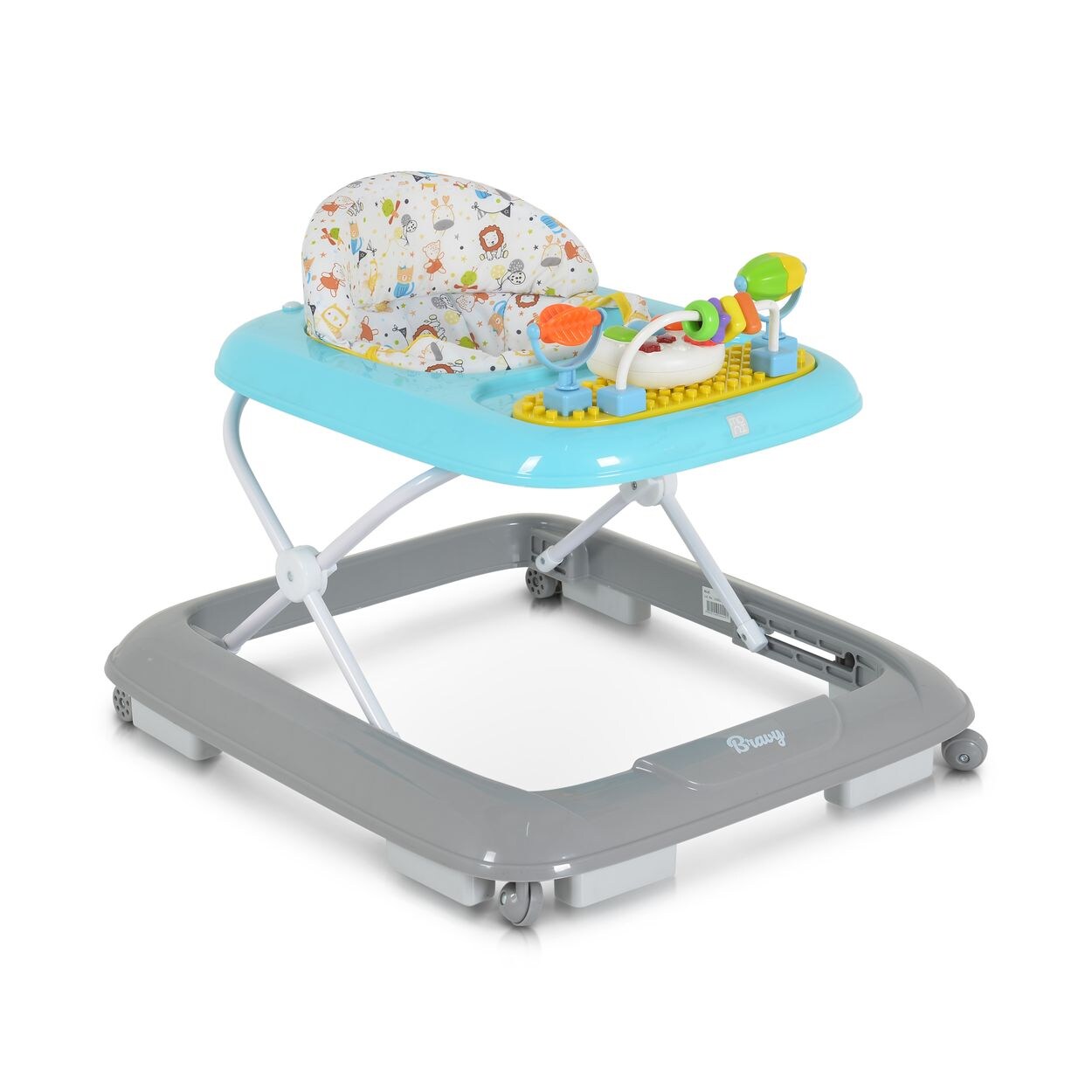 Moni Lauflernhilfe Bravy mit Spielcenter, klappbar, Spielbrett, Musik, Stopper blau