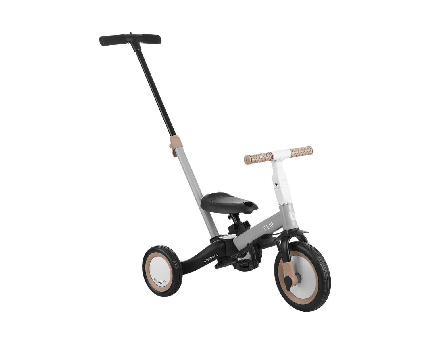Kikkaboo Dreirad Flip 5 in 1 Stahlrahmen rutschfeste Griffe einstellbar umbaubar grau - Bild 1
