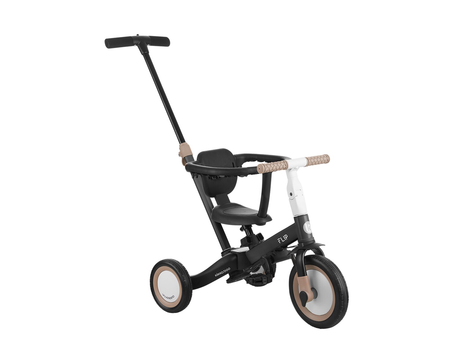 Kikkaboo Dreirad Flip 5 in 1 Stahlrahmen rutschfeste Griffe einstellbar umbaubar schwarz - Bild 1