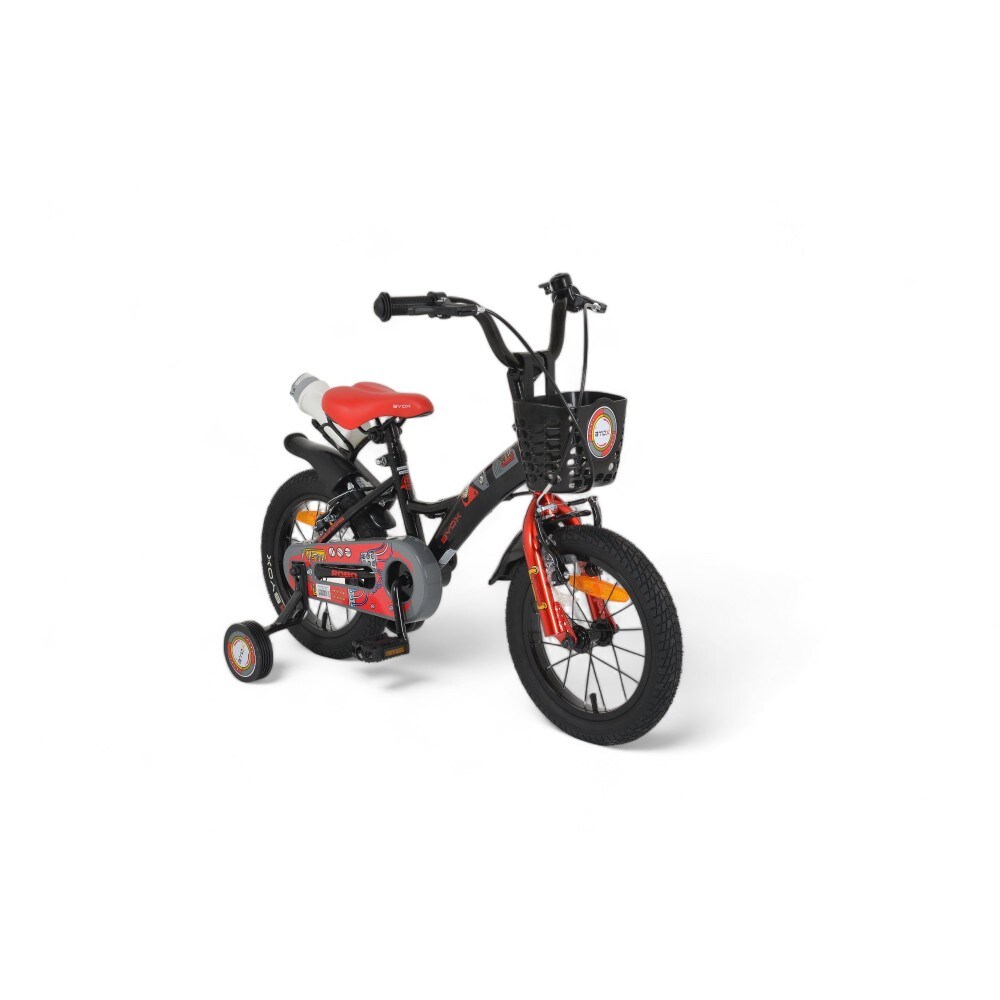 Byox Kinderfahrrad Robo 14 Zoll, St&uuml;tzr&auml;der, Frontkorb, Getr&auml;nkehalter, Klingel schwarz - Bild 1