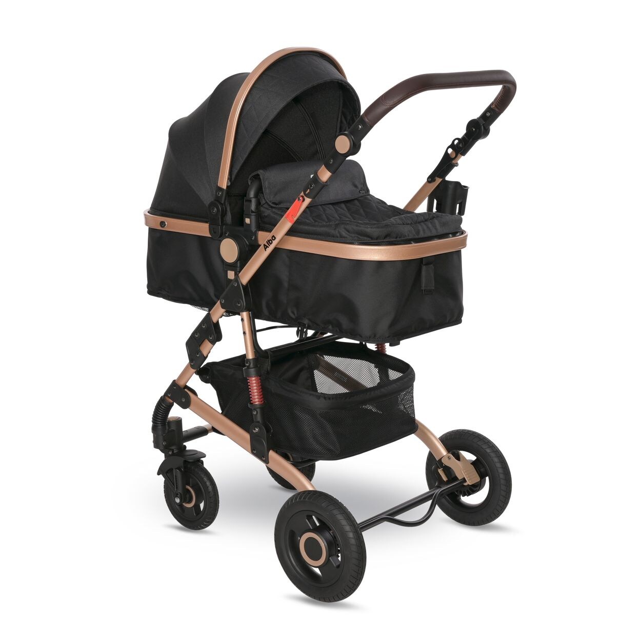 Lorelli Kombikinderwagen 2 in 1 Alba Adapter umbaubar Wickeltasche Moskitonetz schwarz | 03800166109893