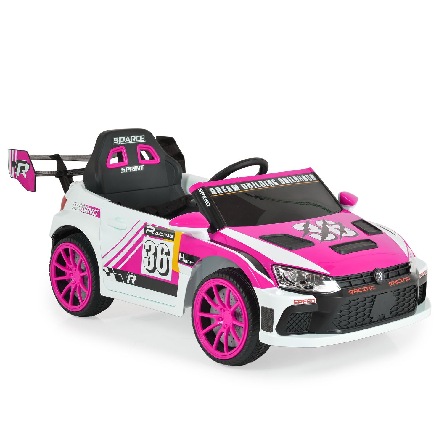 Moni Kinder Elektroauto Drift Fernbedienung 4 Motoren, Drift-Funktion, MP3, Gurt pink - Bild 1