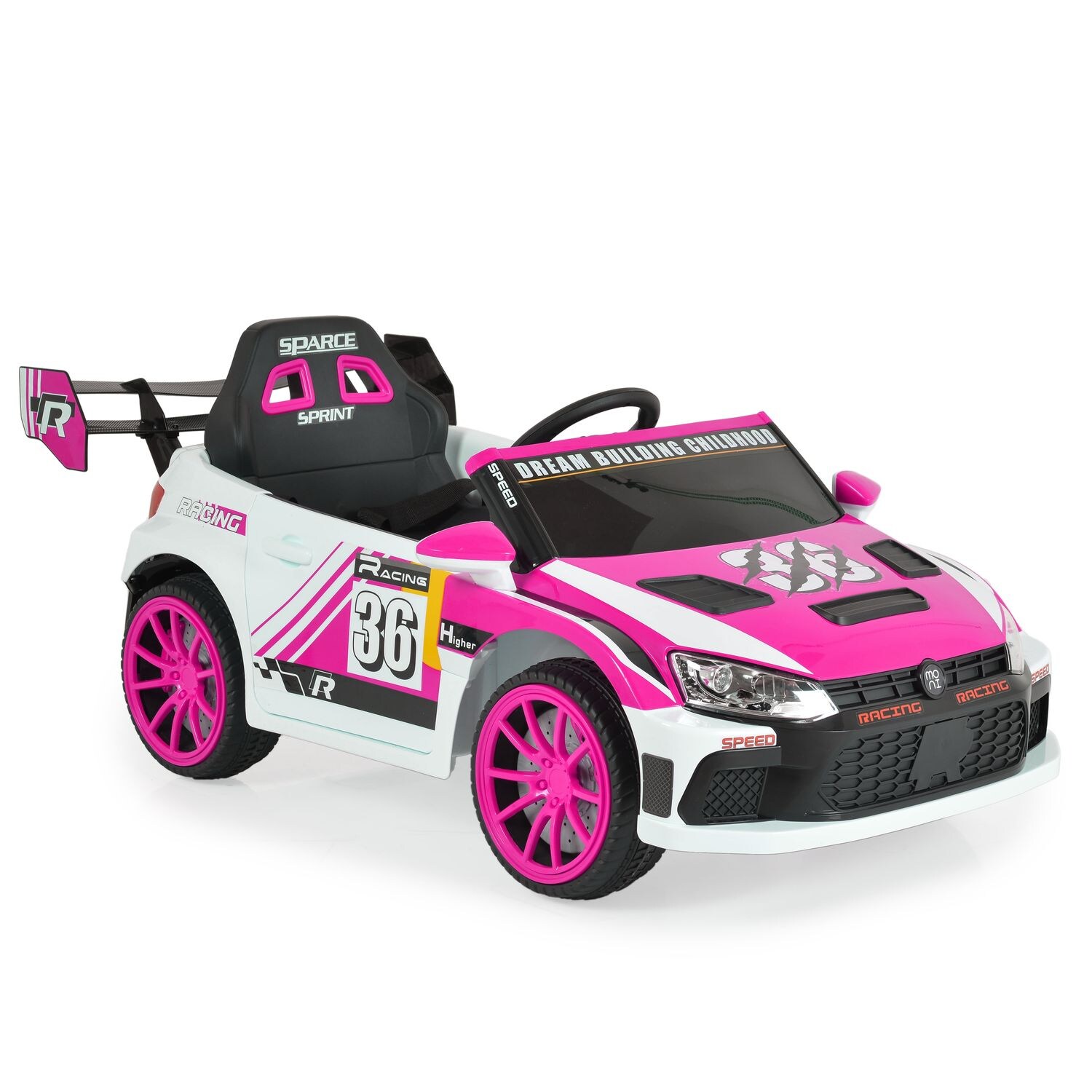 Moni Kinder Elektroauto Drift Fernbedienung 4 Motoren, Drift-Funktion, MP3, Gurt pink | 03801005000746