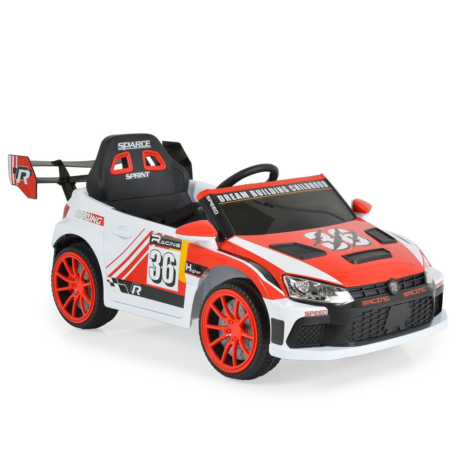 Moni Kinder Elektroauto Drift Fernbedienung 4 Motoren, Drift-Funktion, MP3, Gurt rot | 03801005000753