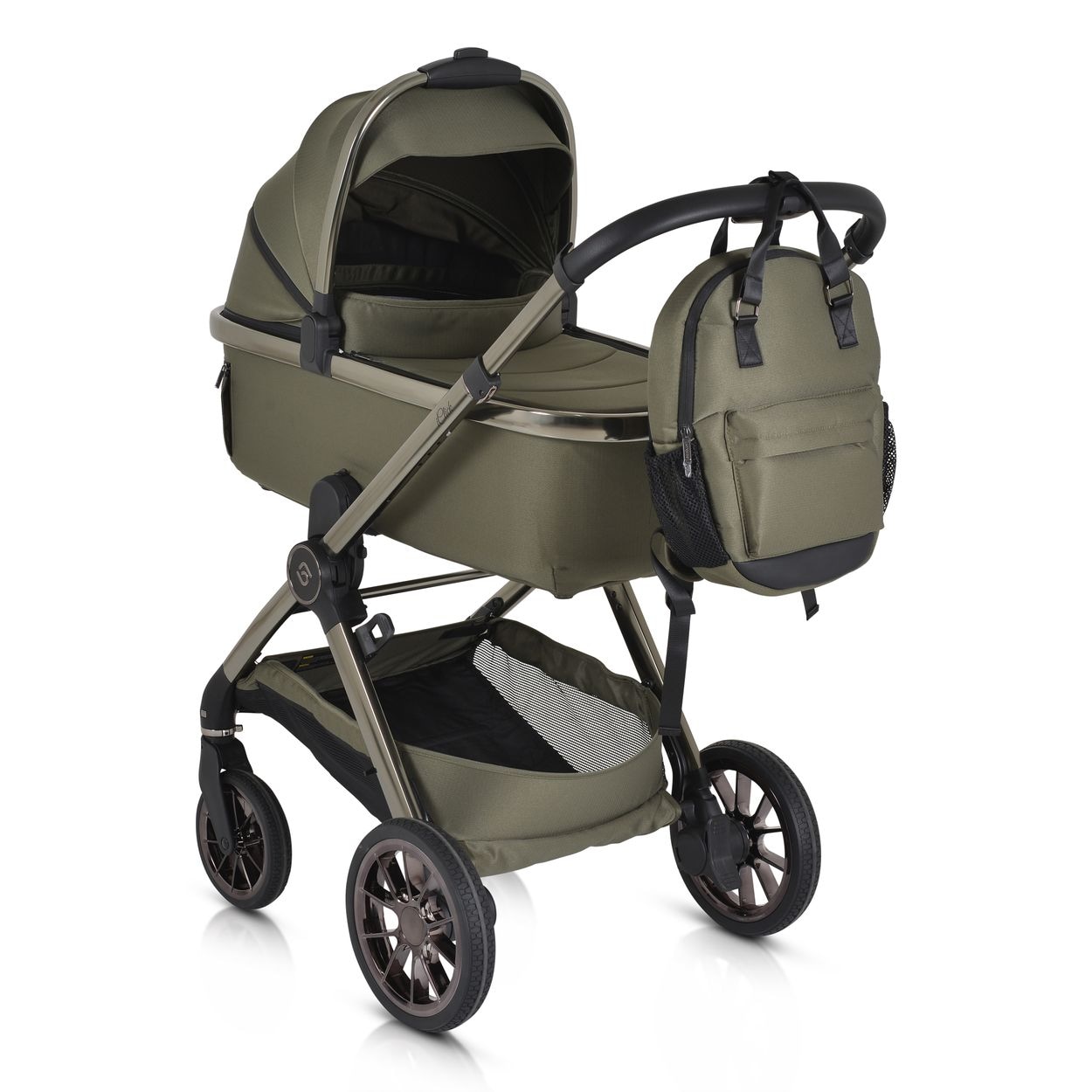 Cangaroo Kinderwagen 2 in1 iClick klappbar, Wickeltasche, Sportsitz, Babywanne grün