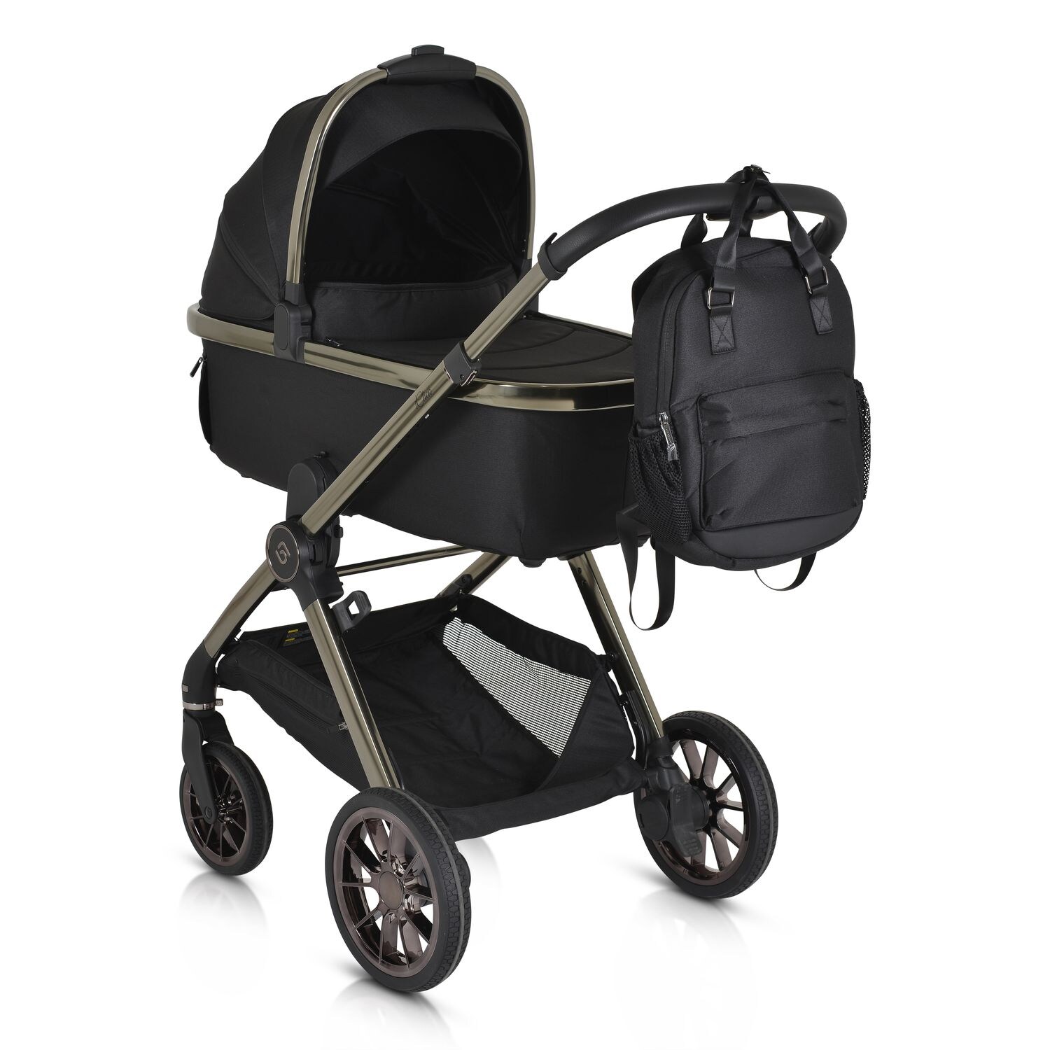 Cangaroo Kinderwagen 2 in1 iClick klappbar, Wickeltasche, Sportsitz, Babywanne schwarz | 03800146236427