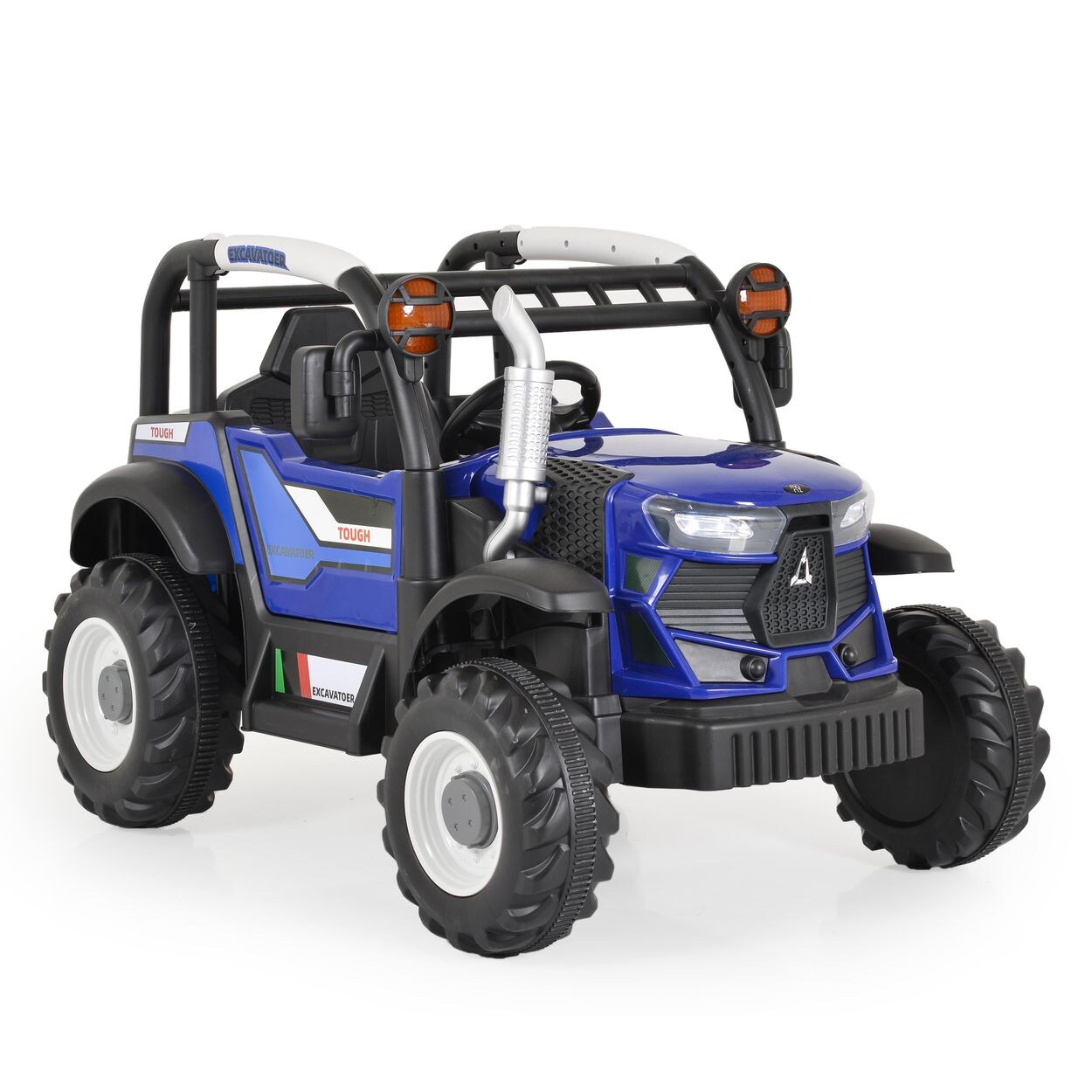 Moni Kinder-Elektro Traktor Harvest Fernbedienung, Hupe, Lichter, Musik, MP3 blau