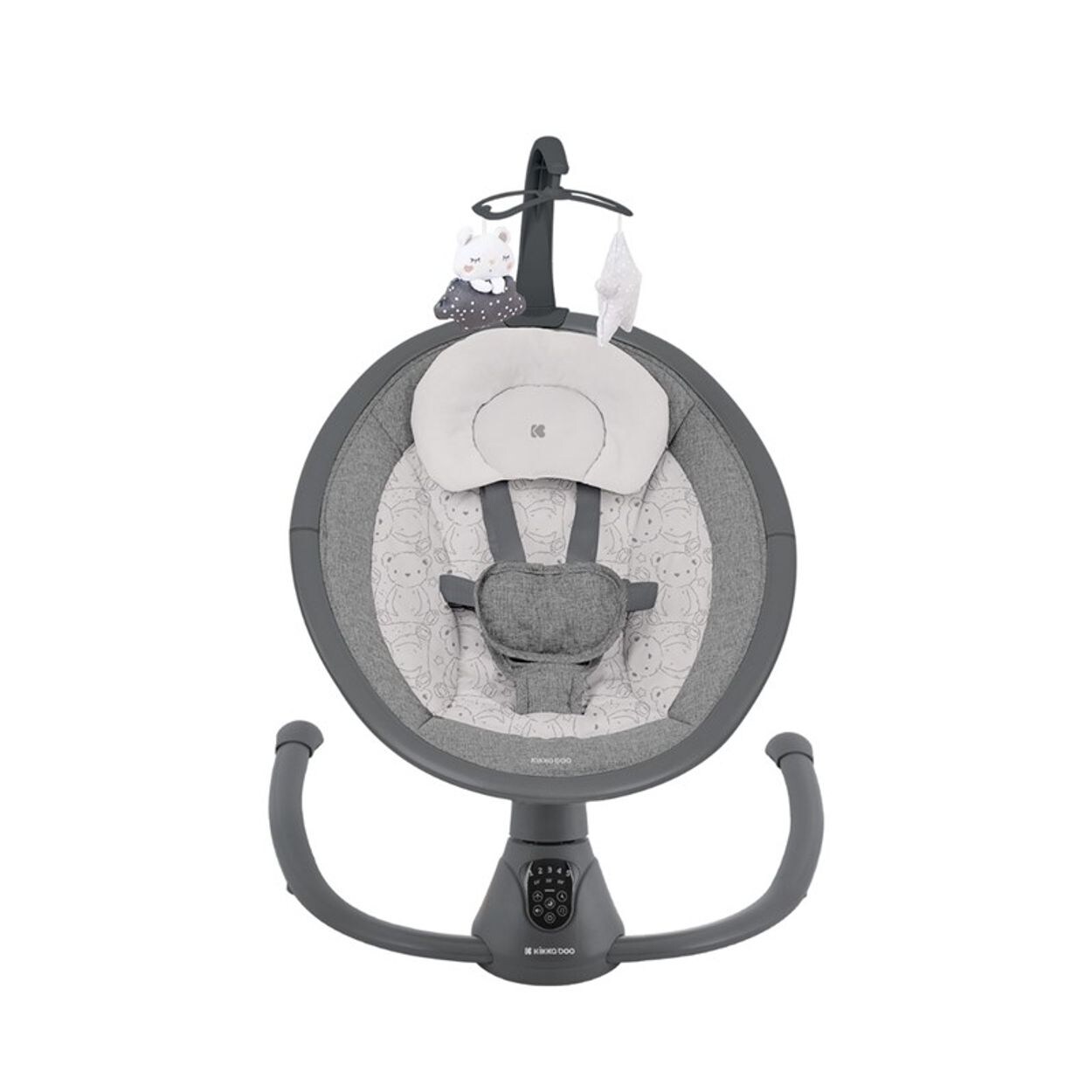 Kikkaboo elektrische Babywippe Twiddle, Schaukelfunktion, Fernbedienung, Timer dunkelgrau