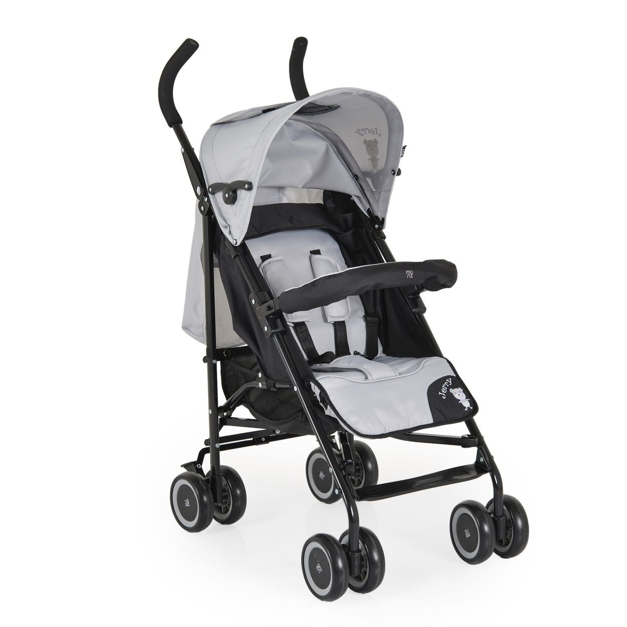 Moni Kinderwagen, Buggy Jerry, Sonnendach, schwenkbare Vorderräder, EVA-Räder grau/schwarz