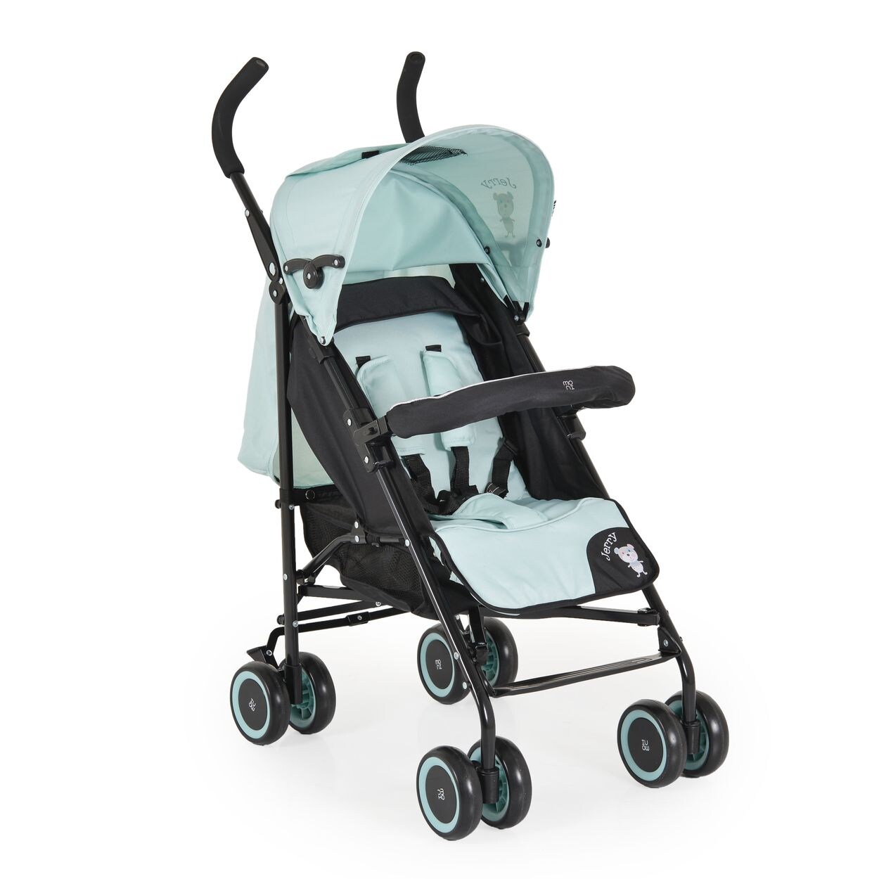 Moni Kinderwagen, Buggy Jerry, Sonnendach, schwenkbare Vorderräder, EVA-Räder blau schwarz