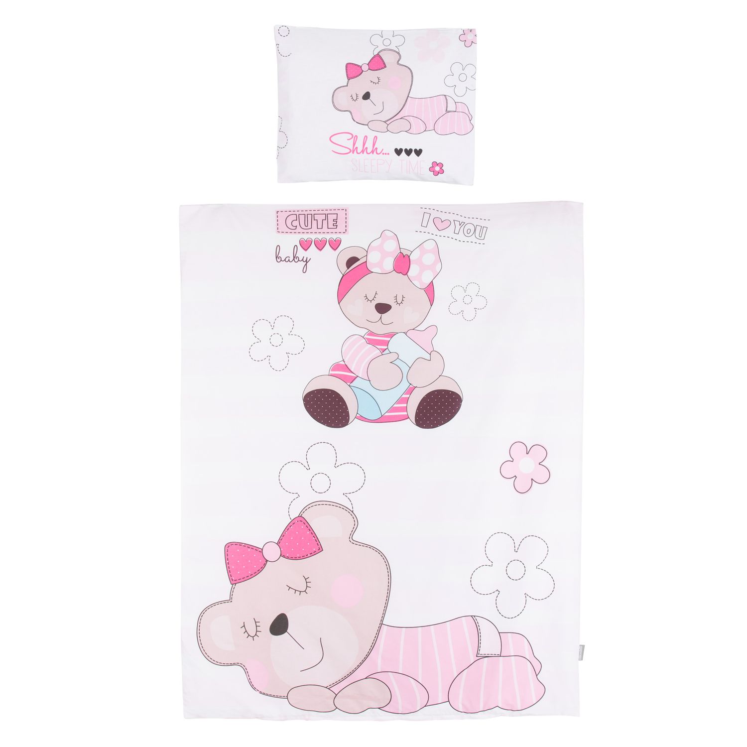 Chipolino 5-teiliges Bettw&auml;sche Set, Decke 95 x 125 cm Kissen 35 x 45 cm rosa Daisy - Bild 1