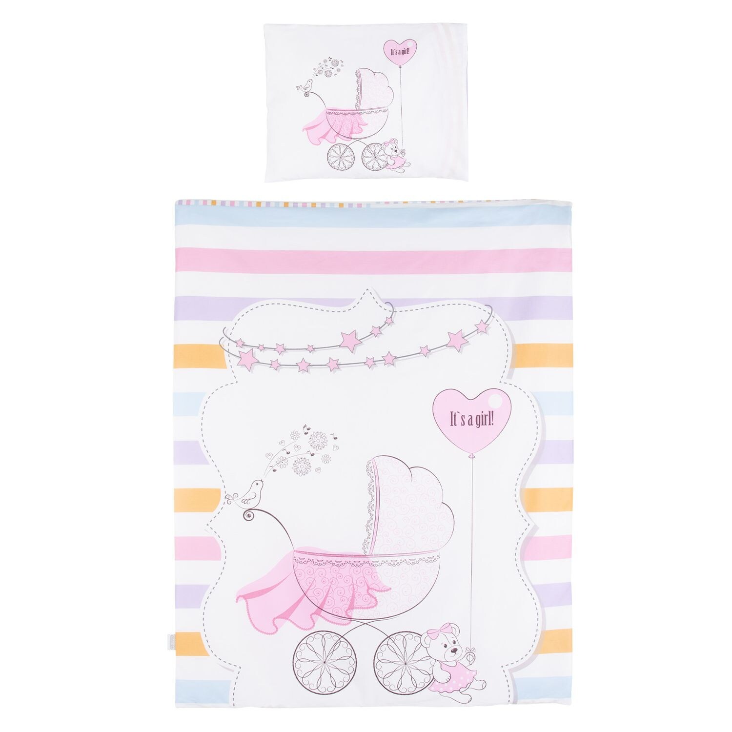 Chipolino 5-teiliges Bettwäsche Set, Decke 95 x 125 cm Kissen 35 x 45 cm rosa Sterne | 03800931060671