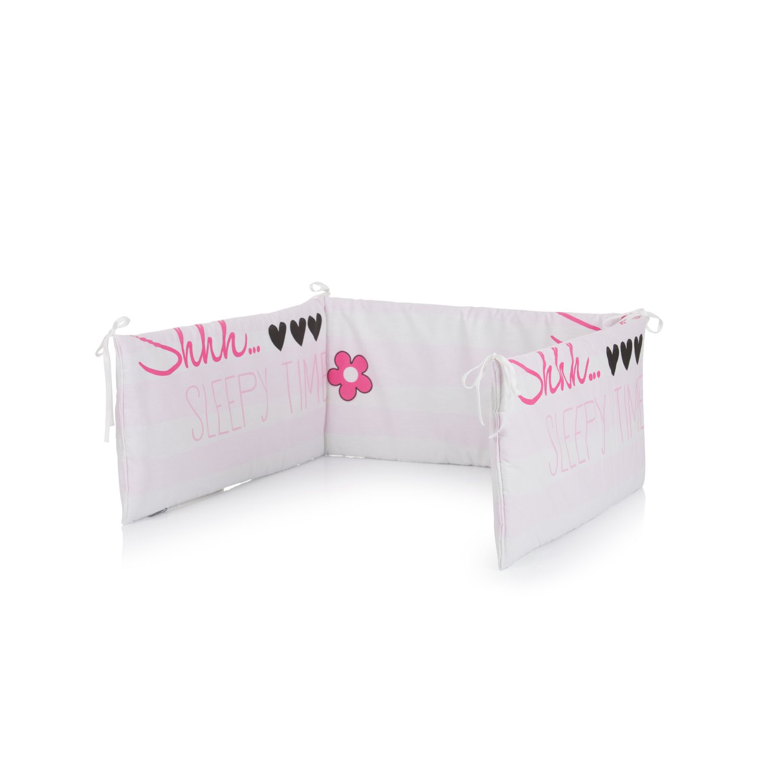 Chipolino Babynest Bumper 180 x 30 cm Bettumrandung Nestchen aus 100% Baumwolle rosa Flower - Bild 1