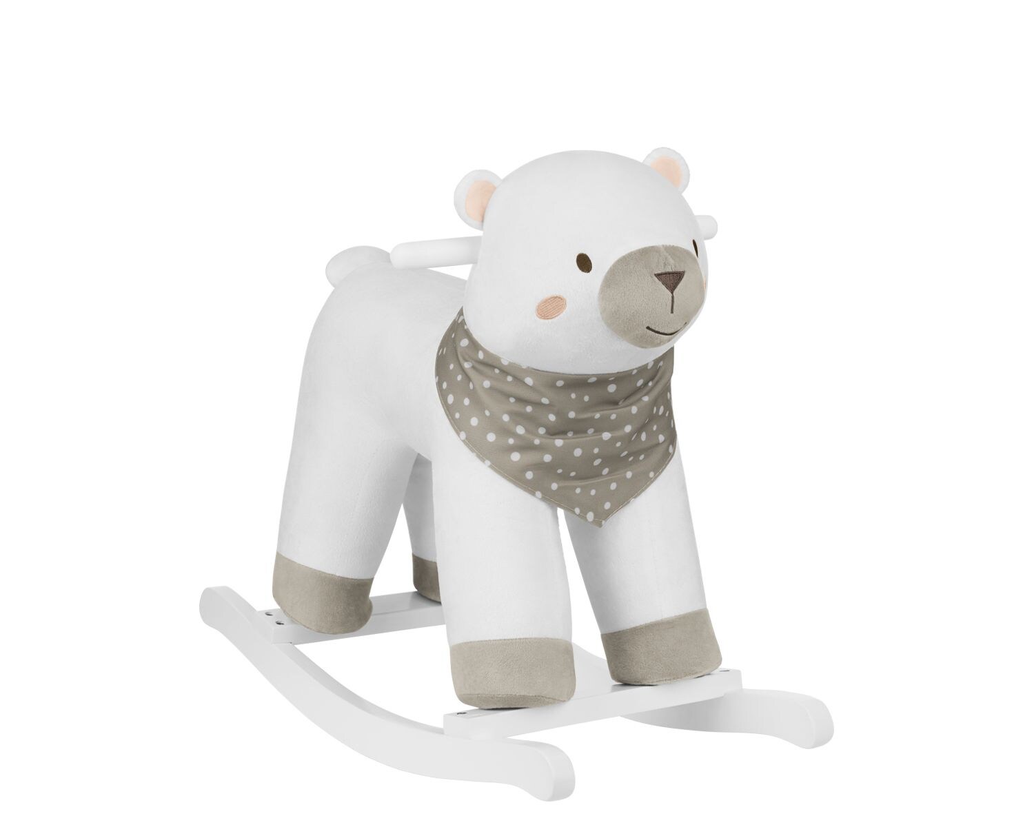 Kikkaboo Schaukeltier Bär Holzkufen, Holzspielzeug Holzgriffe Plüsch Pappelholz weiß | 03800171213868