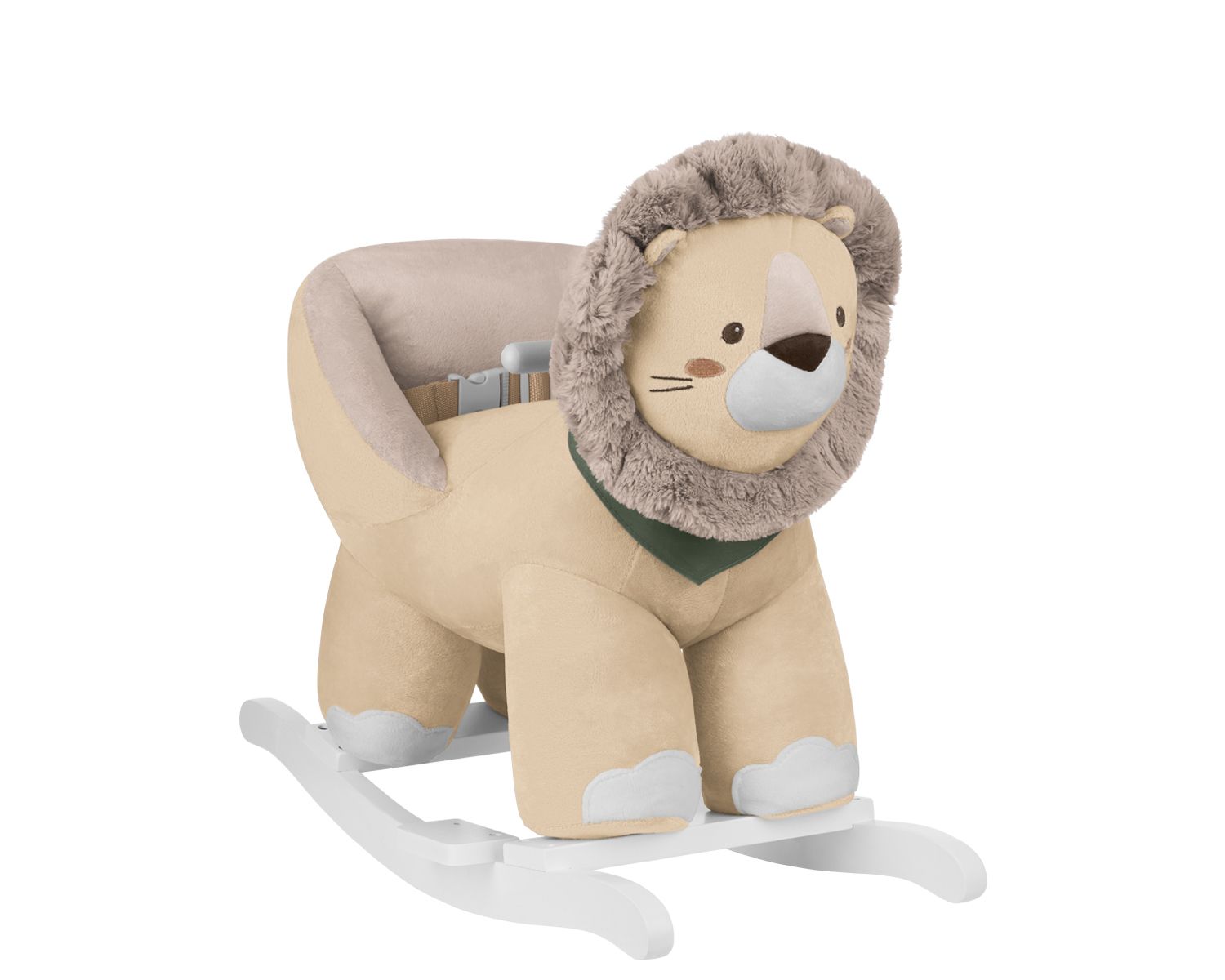 Kikkaboo Schaukeltier L&ouml;we mit Sitz, hohe R&uuml;ckenlehne Holzkufen Pl&uuml;sch Fu&szlig;st&uuml;tze beige - Bild 1