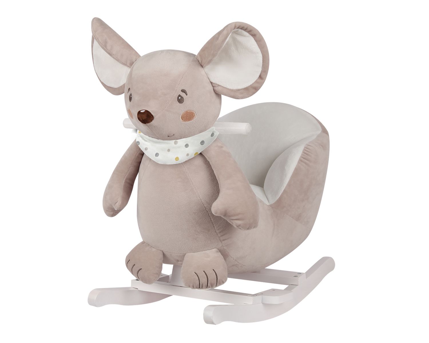 Kikka boo Schaukeltier Maus mit Sitz Holzgriffe Sicherheitsgurt hohe R&uuml;ckenlehne beige - Bild 1