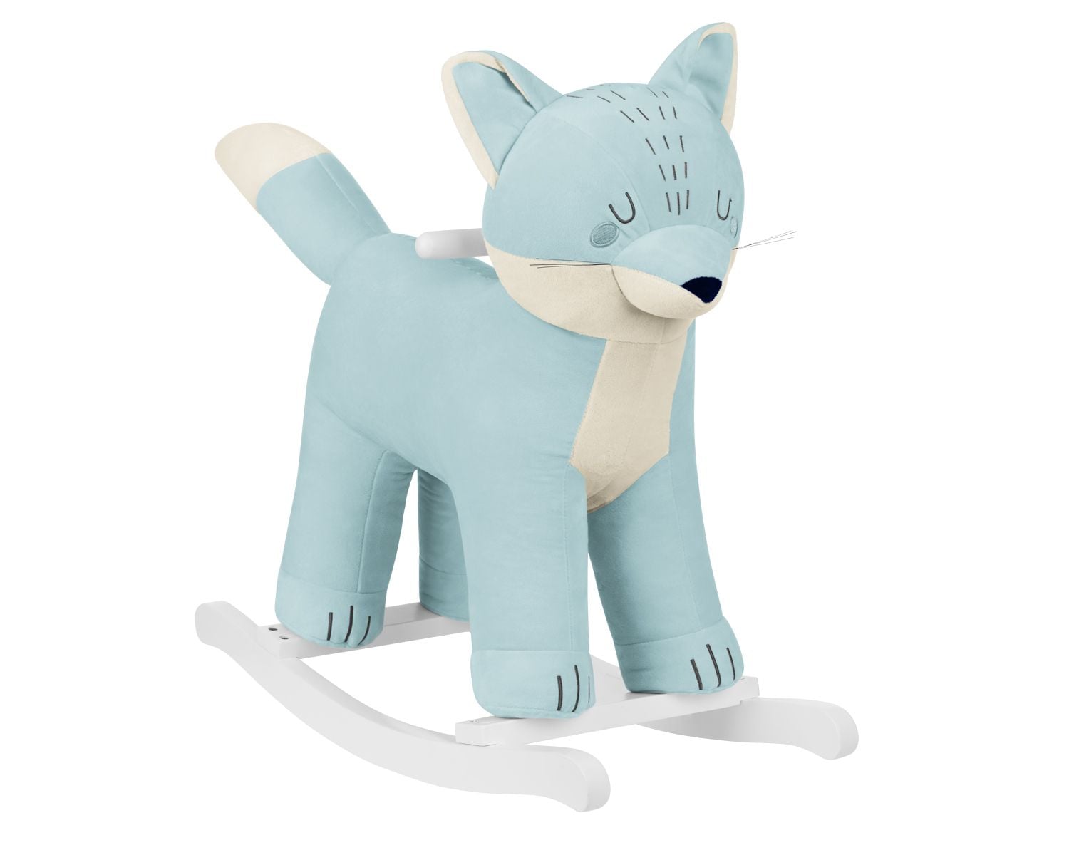 Kikkaboo Schaukeltier Fuchs Pl&uuml;sch Holzspielzeug Holzkufen Holzgriffe bis 30 kg t&uuml;rkis - Bild 1