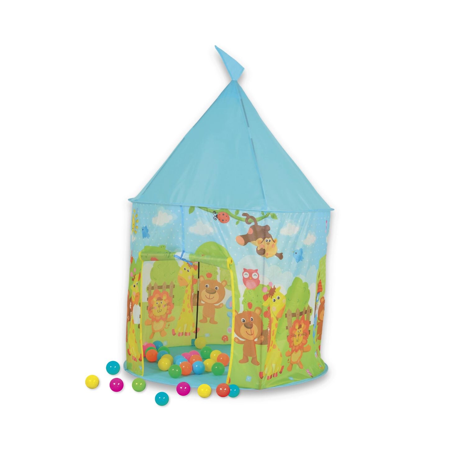 Moni Kinderspielzelt 2 in 1 B&auml;llebad, 25 bunte Spielb&auml;lle, B&auml;llebad, faltbar blau - Bild 1