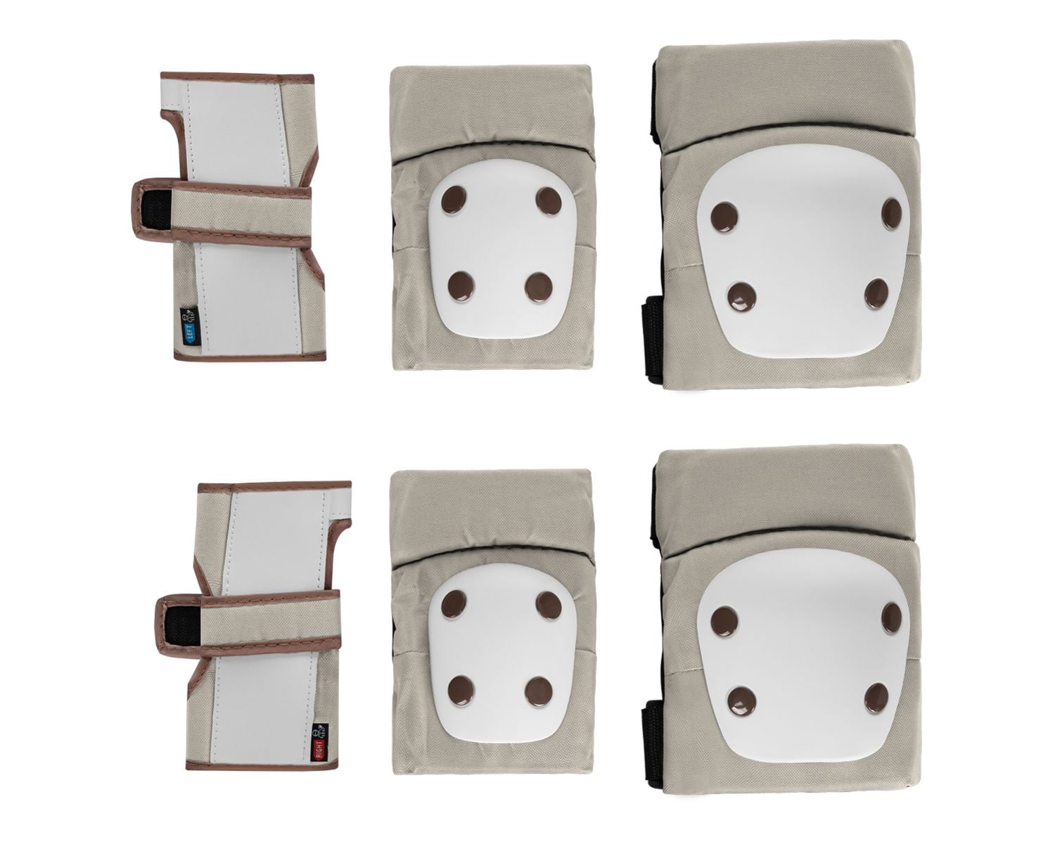 Kikkaboo Kinder Schutzausrüstung, 6-teiliges Protektoren-Set, Größe XS bis 25 kg beige