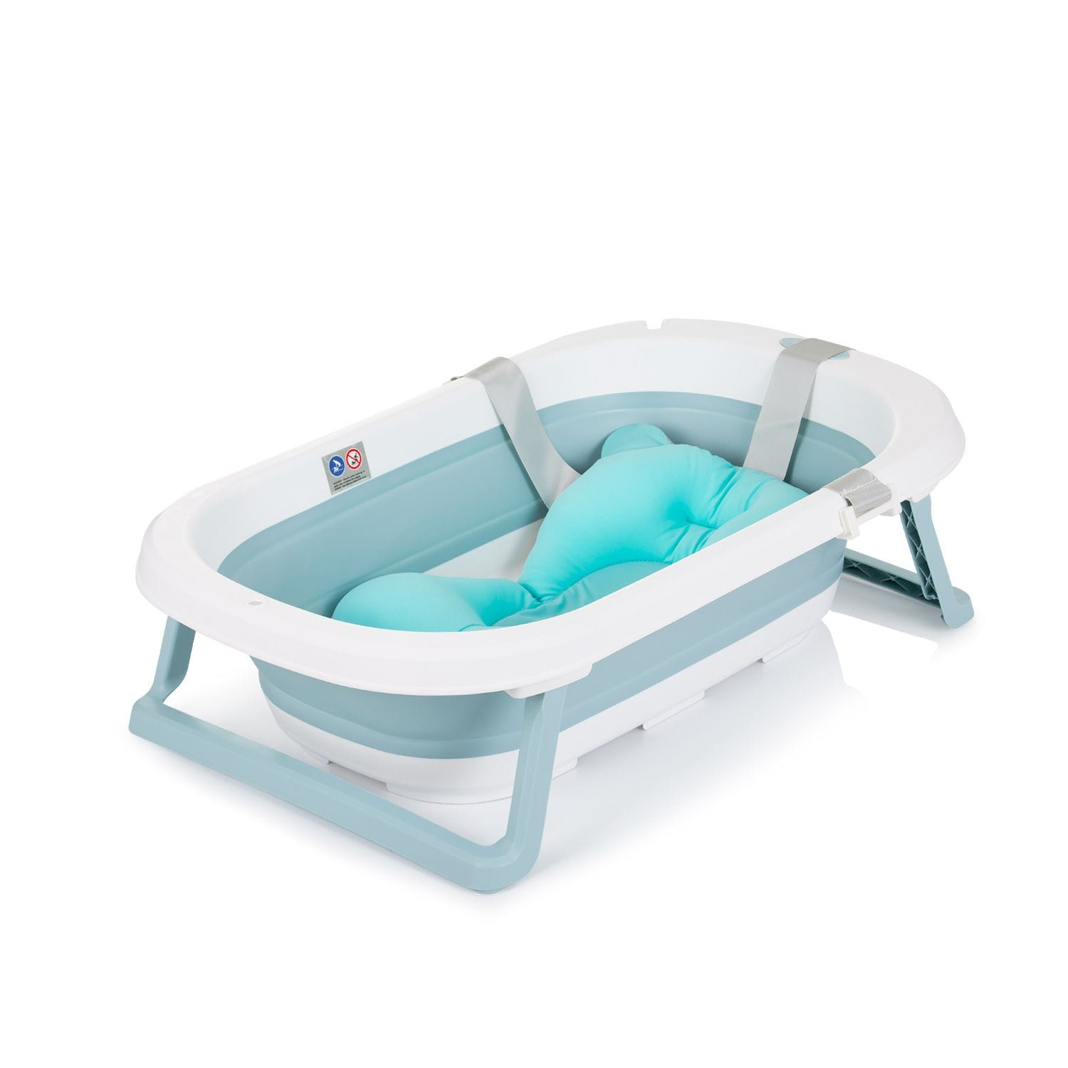 Chipolino Babywanne Isla mit Badekissen faltbar, integrierter Wasserablauf blau - Bild 1