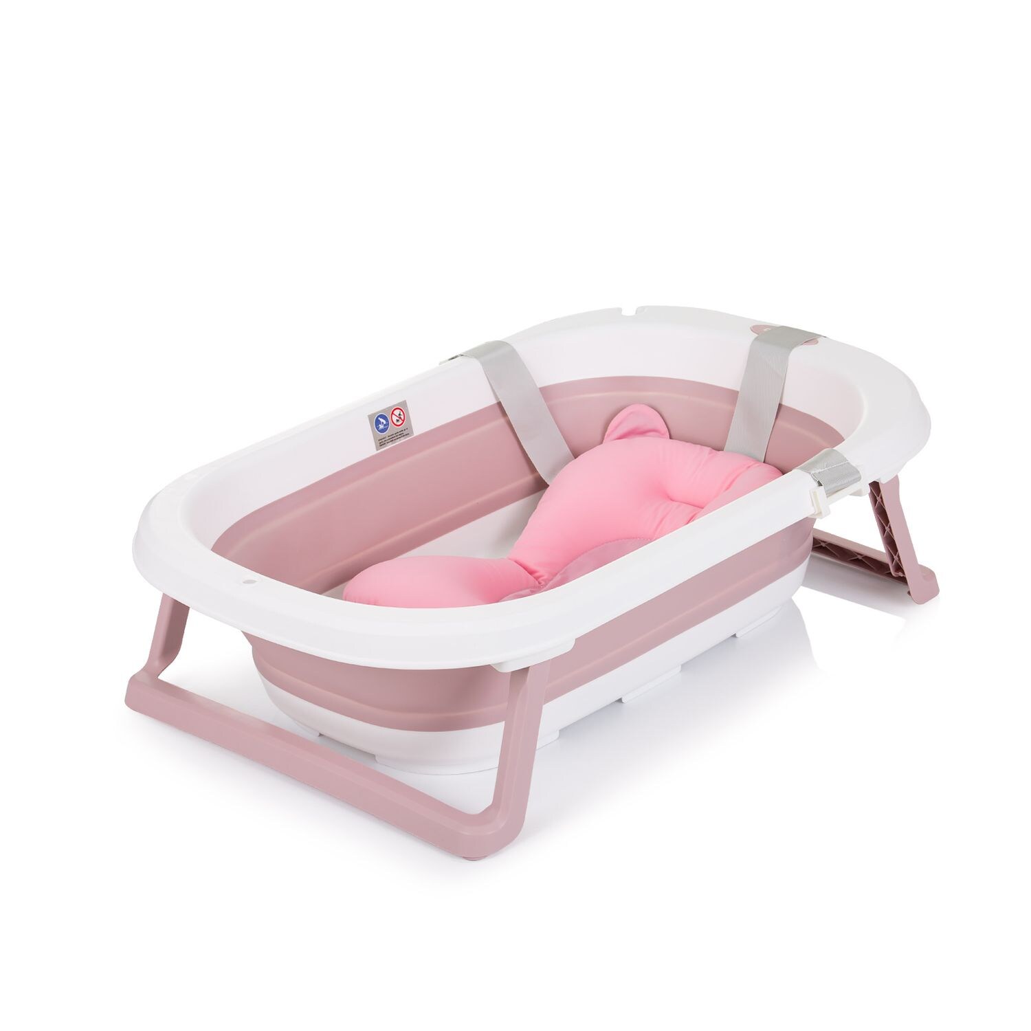 Chipolino Babywanne Isla mit Badekissen faltbar, integrierter Wasserablauf rosa | 03800931059835