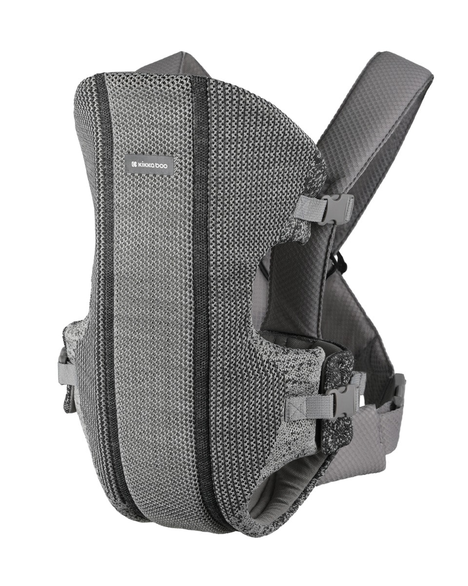 Kikkaboo Babytrage Gwen Fly Strickstoff Bauchtrage R&uuml;ckentrage Gurte verstellbar grau - Bild 1