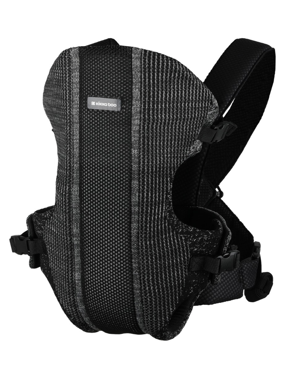Kikkaboo Babytrage Gwen Fly Strickstoff Bauchtrage R&uuml;ckentrage Gurte verstellbar schwarz - Bild 1