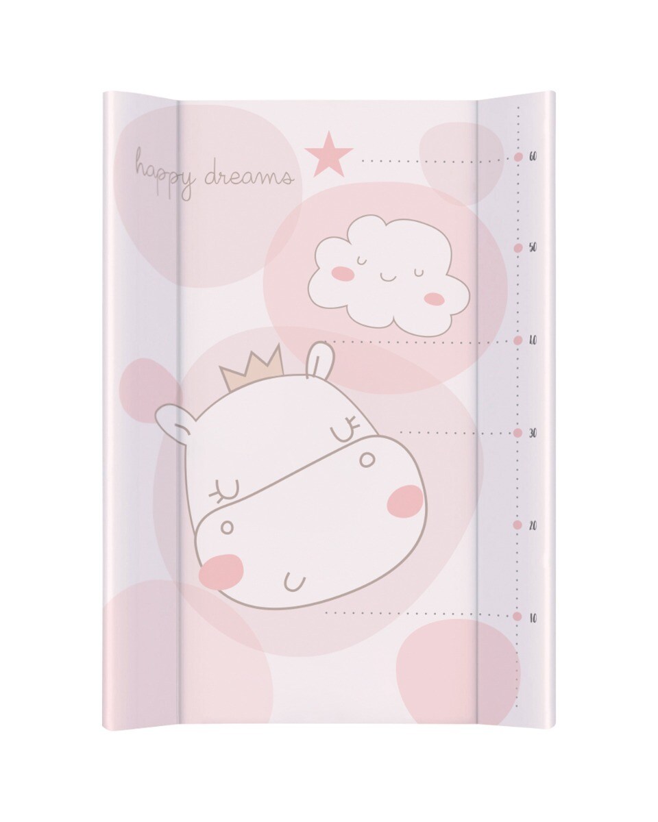 Kikkaboo Wickelauflage Weich-PVC 80 x 50 cm wasserdichter Bezug, erhöhter Rand weiß rosa | 03800171204668