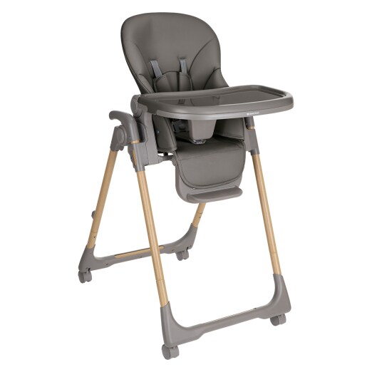 Kikkaboo Kinderhochstuhl Olive R&auml;der mit Bremse klappbar h&ouml;henverstellbar Gurt grau - Bild 1