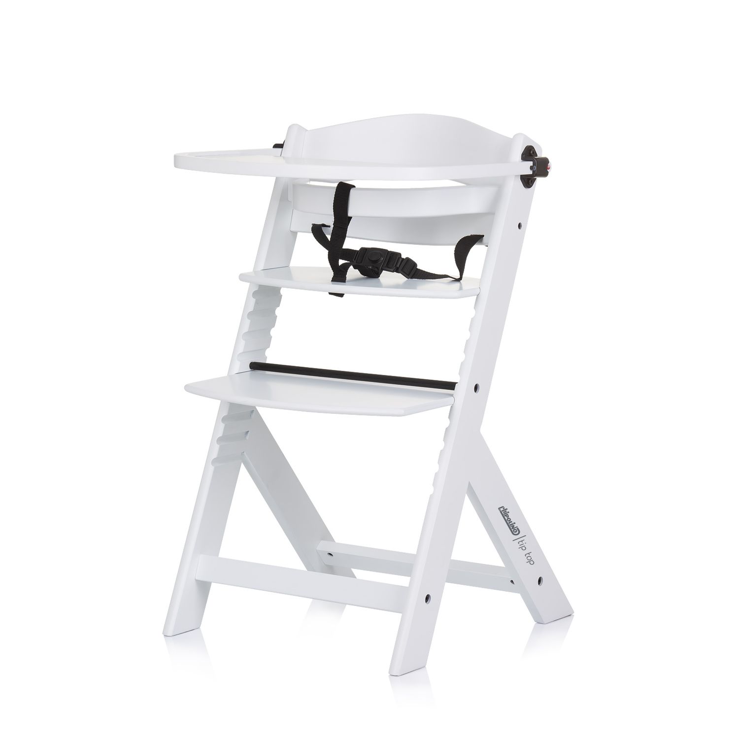 Chipolino Kinderhochstuhl Tip Top, Holz, verstellbar, Tisch, Gurt, Treppenstuhl wei&szlig; - Bild 1