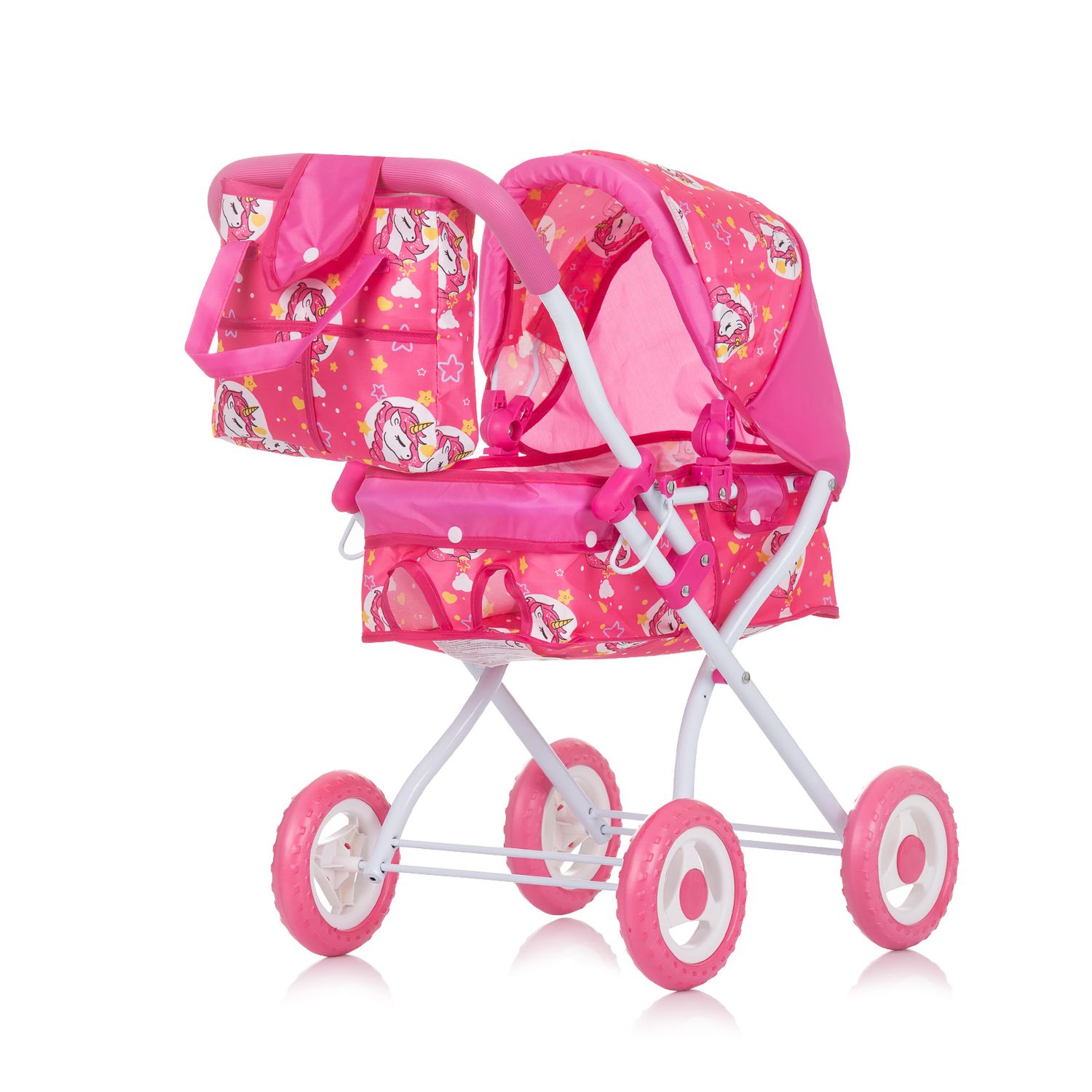 Chipolino Puppenwagen Emily Tasche, Sonnendach verstellbar, zusammenklappbar pink - Bild 1