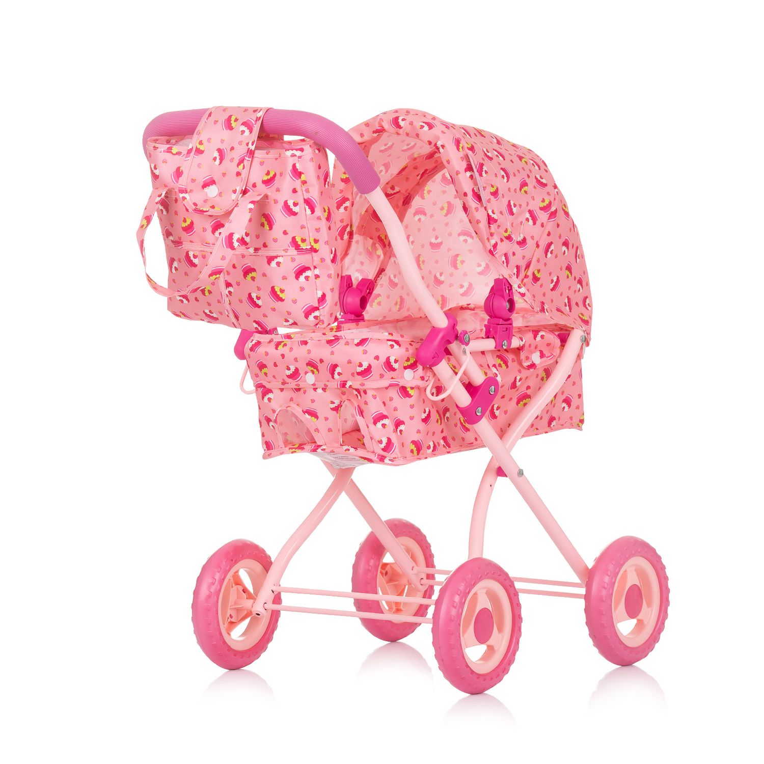 Chipolino Puppenwagen Emily Tasche, Sonnendach verstellbar, zusammenklappbar rosa - Bild 1
