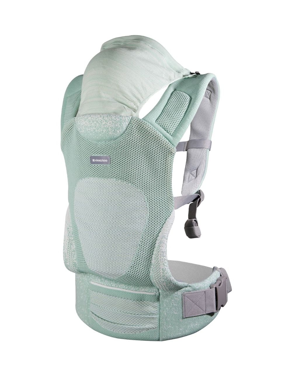 Kikkaboo Babytrage Hoody Fly Strickstoff 3 in 1 Bauch- und Rückentrage, Hüftsitz grün