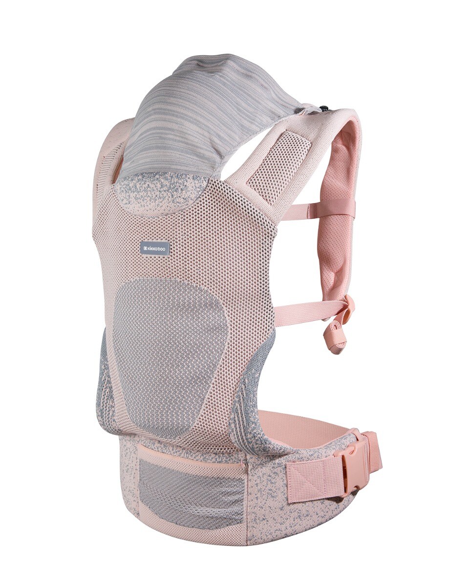Kikkaboo Babytrage Hoody Fly Strickstoff 3 in 1 Bauch- und R&uuml;ckentrage, H&uuml;ftsitz rosa - Bild 1