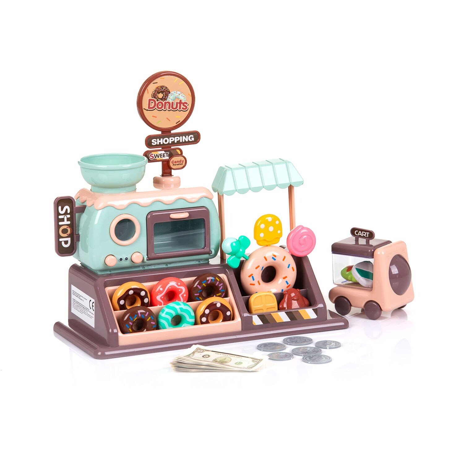 Chipolino Spielzeug Donut Shop 34-teilig Mini-Ofen, Licht, Kekse Donuts Lutscher braun | 03800931061524
