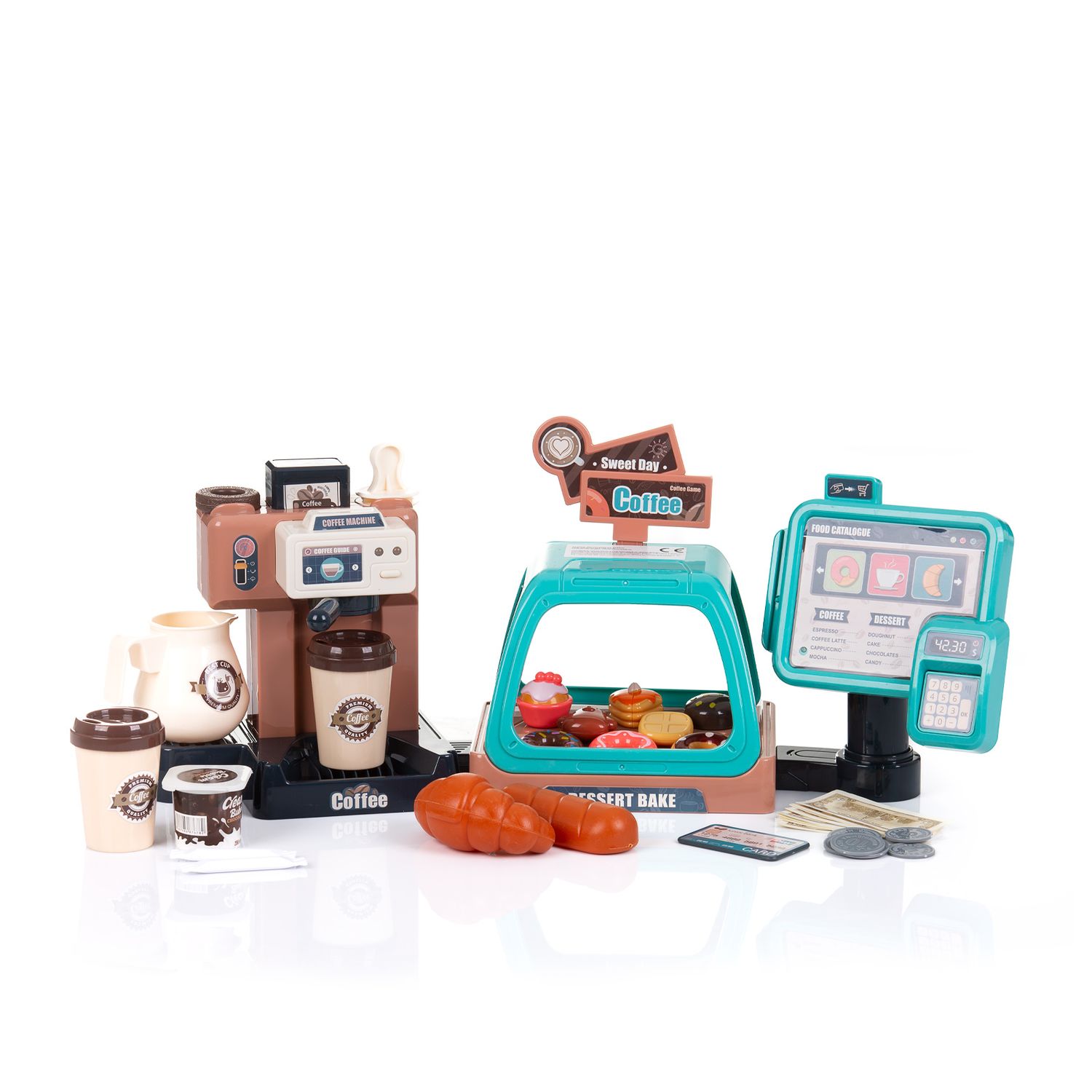 Chipolino Spielzeug Coffee Shop 41-teilig Kartenger&auml;t Kaffeemaschine Becher Geld braun - Bild 1