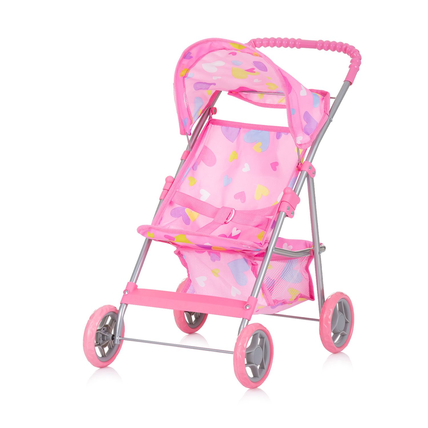 Chipolino Puppenwagen Alice Aufbewahrungskorb klappbar, Sonnendach verstellbar rosa - Bild 1