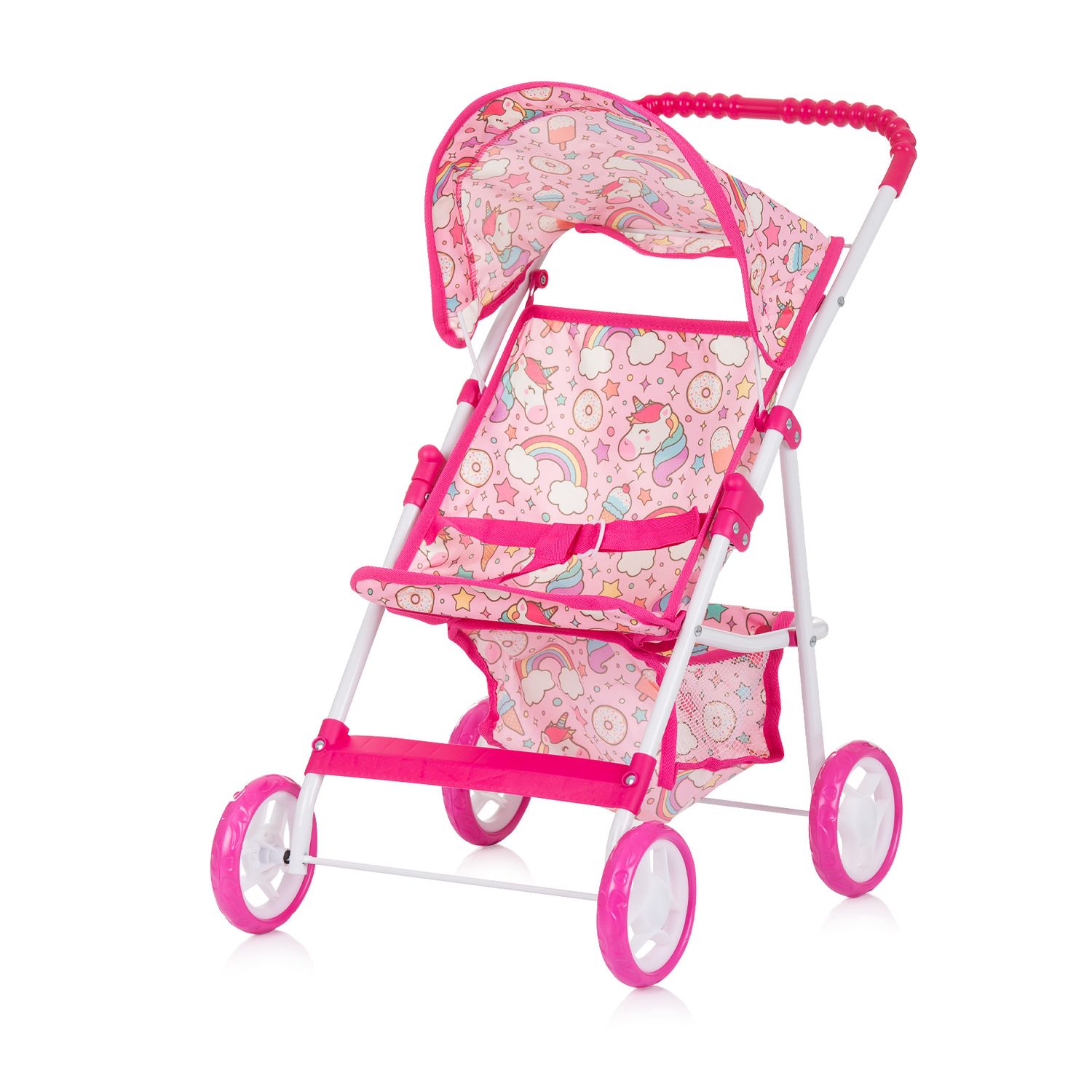 Chipolino Puppenwagen Alice Aufbewahrungskorb klappbar, Sonnendach verstellbar pink - Bild 1