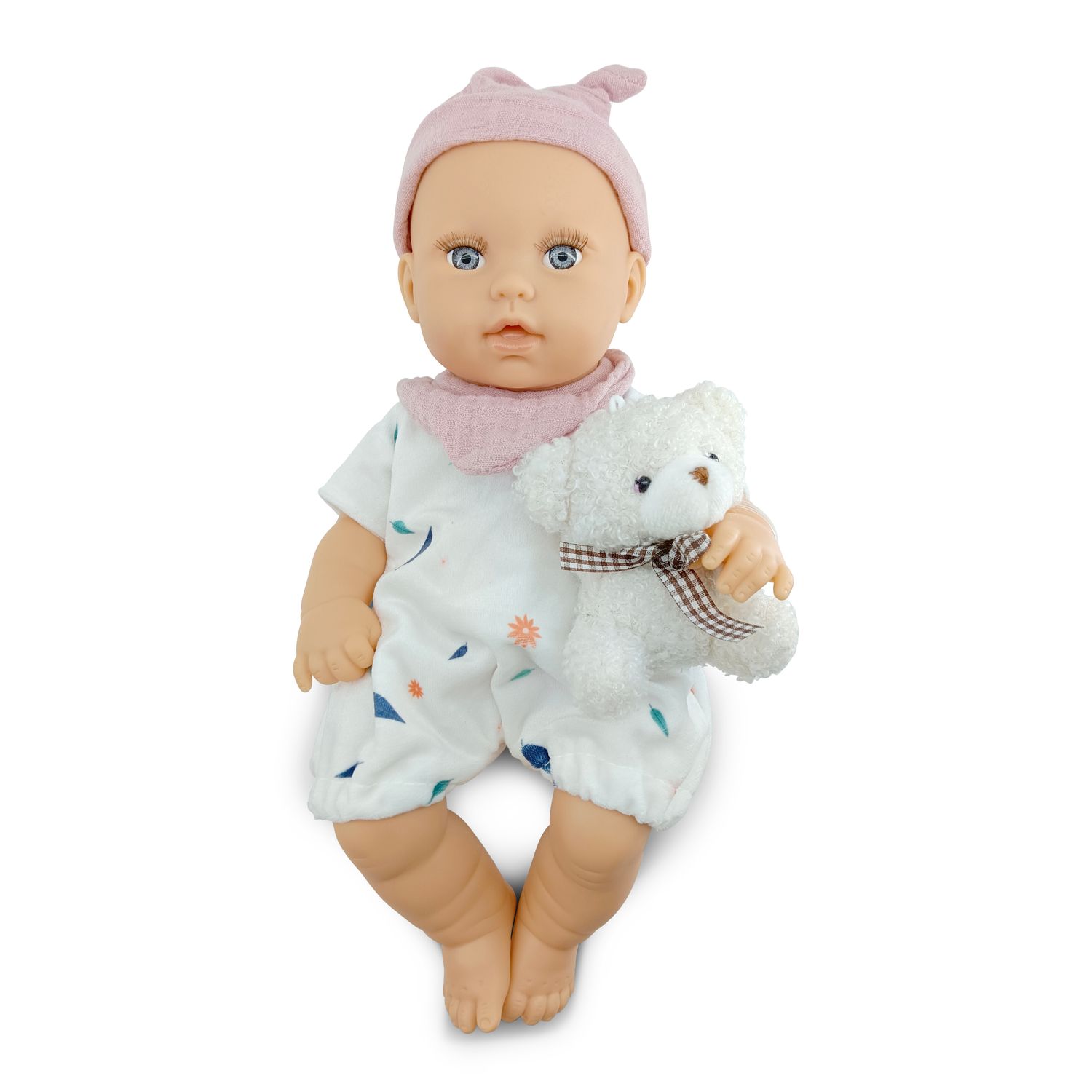 Moni Kinderpuppe Bear und Baby 30 cm Kuscheltier, Schnuller, beweglicher K&ouml;rper rosa - Bild 1