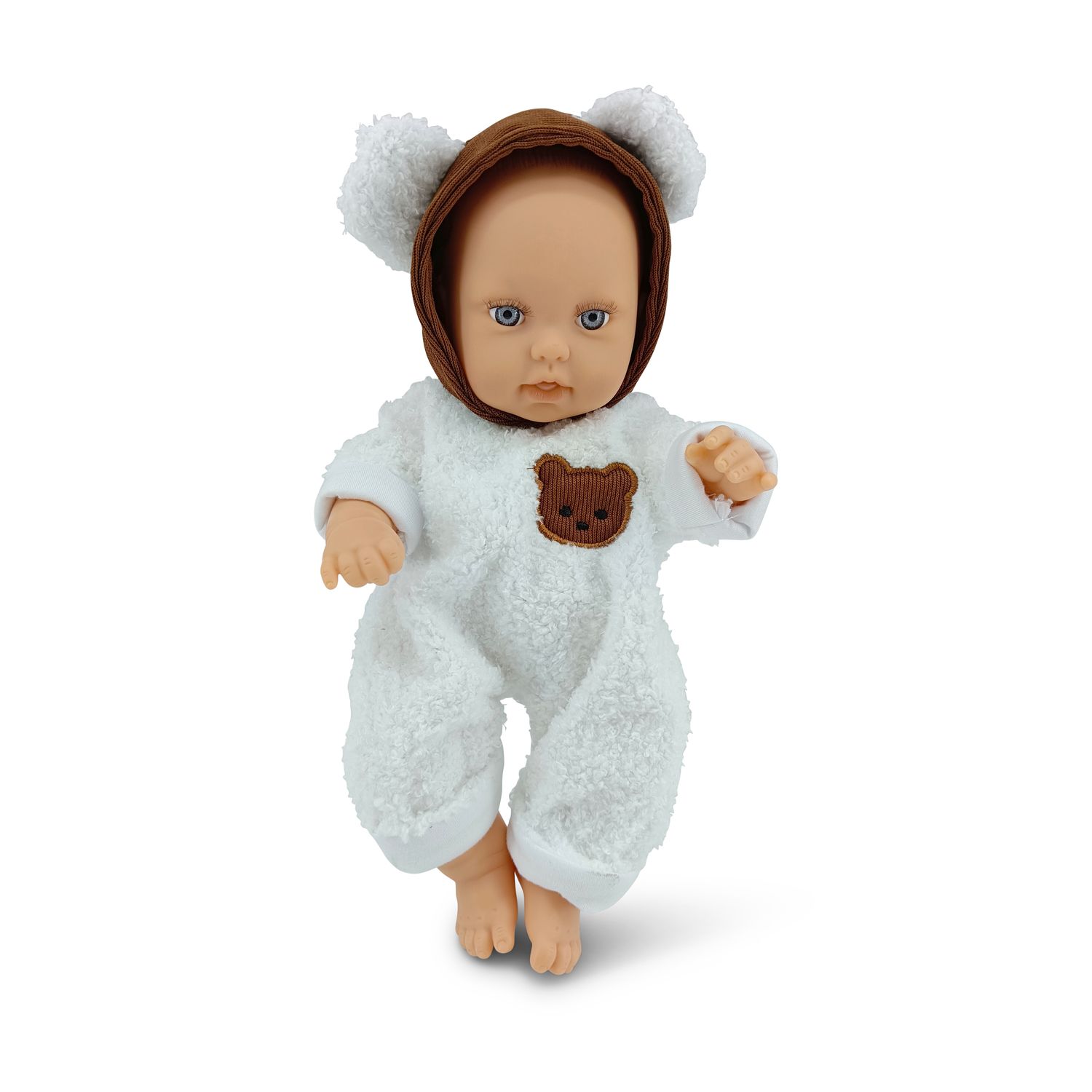 Moni Kinderpuppe Bear und Baby 30 cm Kuscheltier, Schnuller, beweglicher K&ouml;rper wei&szlig; - Bild 1