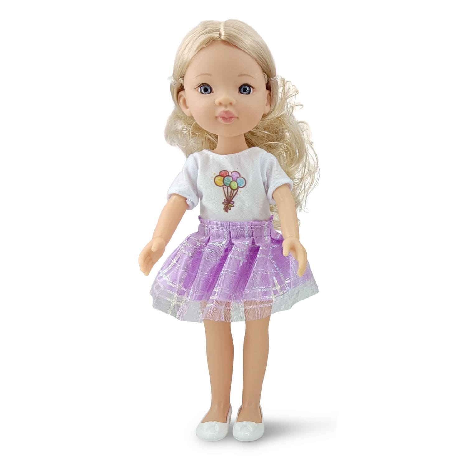 Moni Kinderpuppe 33 cm Pretty Doll Kleidung Haare Schuhe beweglich ab 3 Jahren lila - Bild 1