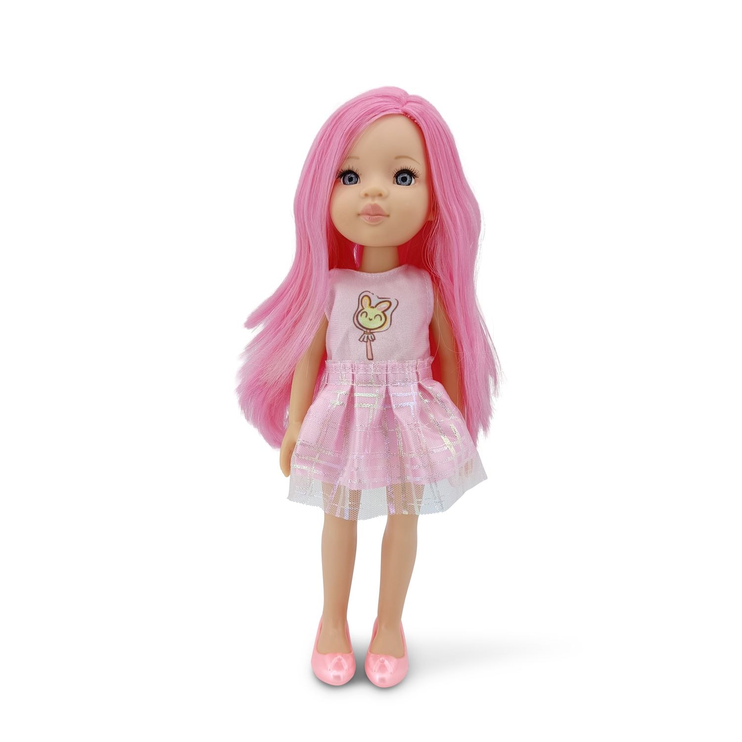 Moni Kinderpuppe 33 cm Pretty pink Doll Kleidung Haare Schuhe beweglich ab 3 Jahren - Bild 1