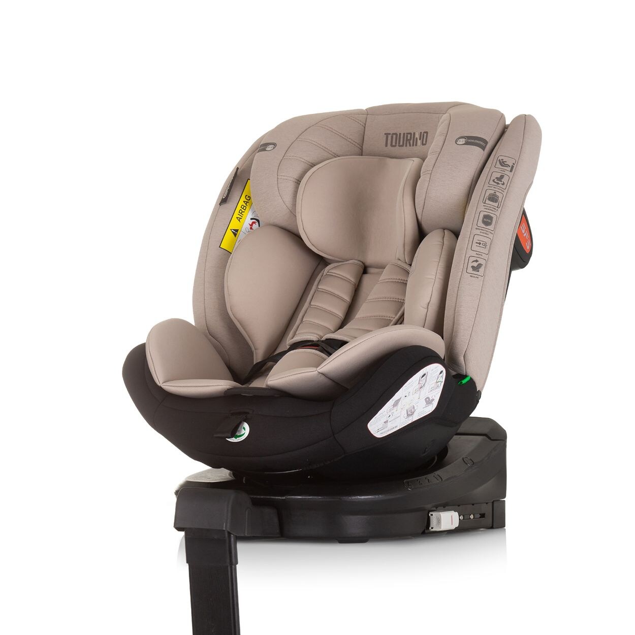 Chipolino Kindersitz Tourino i-Size (40-150cm) Isofix, höhenverstellbar, drehbar beige