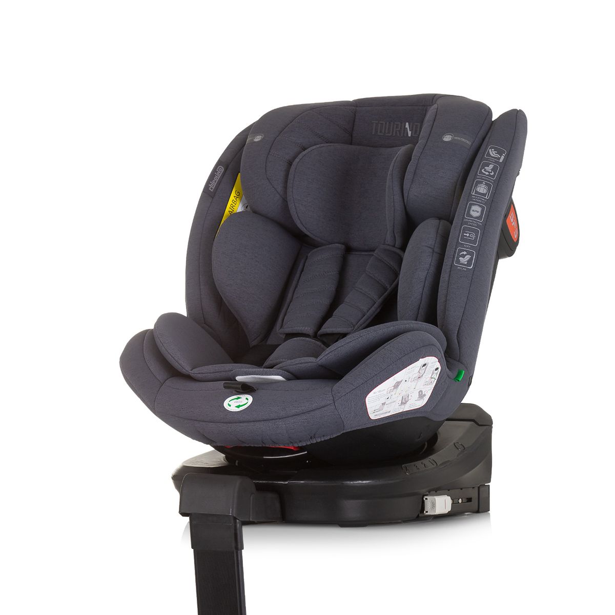 Chipolino Kindersitz Tourino i-Size (40-150cm) Isofix, h&ouml;henverstellbar, drehbar dunkelgrau - Bild 1