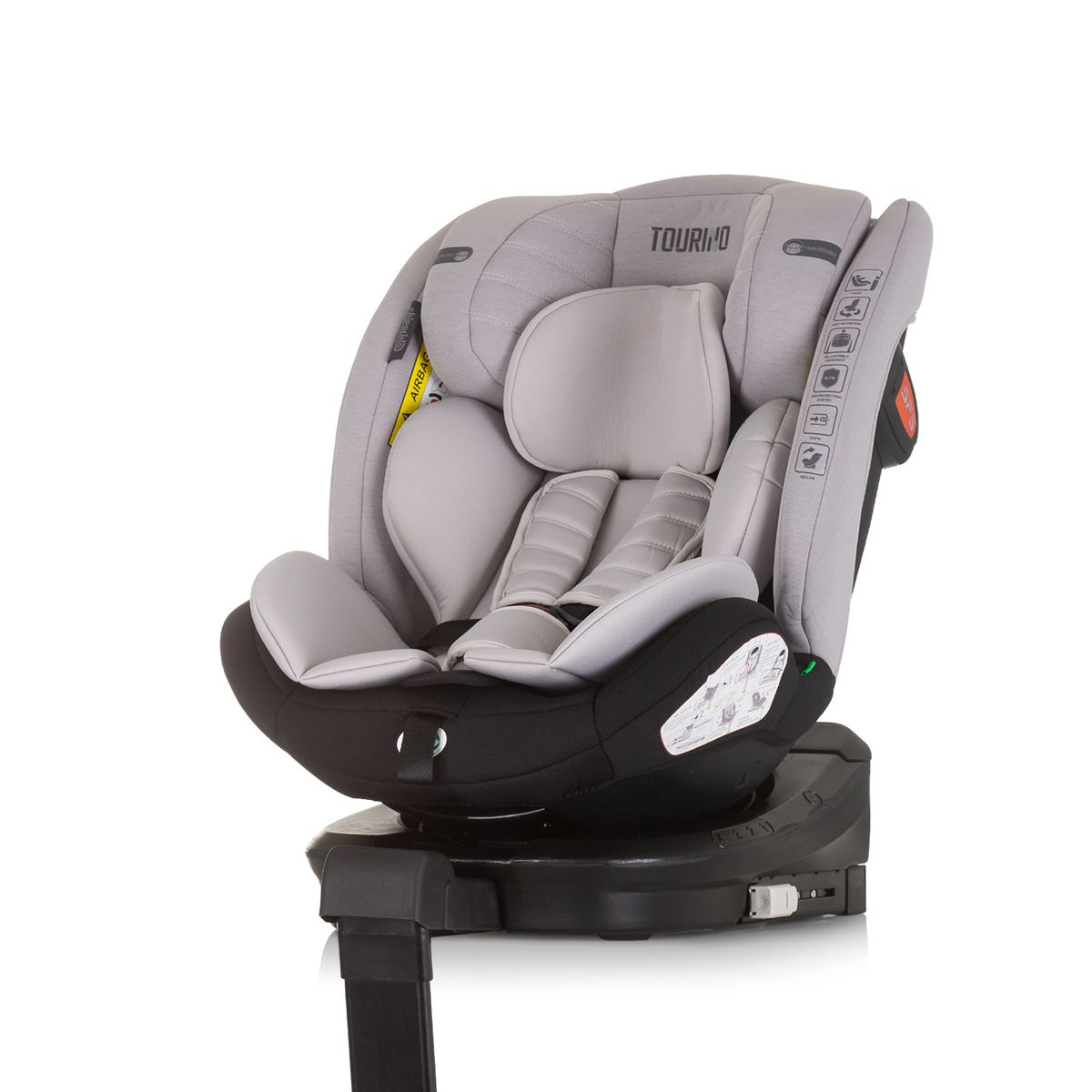 Chipolino Kindersitz Tourino i-Size (40-150cm) Isofix, h&ouml;henverstellbar, drehbar hellgrau - Bild 1