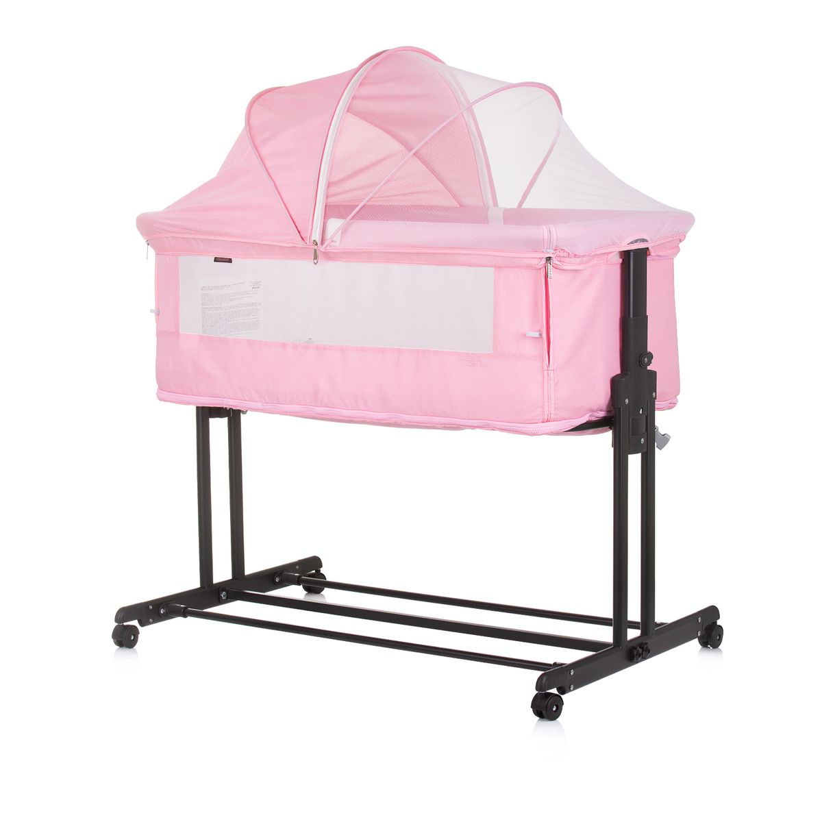 Chipolino Beistellbett 2 in 1 Zen Laufstall Moskitonetz Matratze R&auml;der Bremse rosa - Bild 1