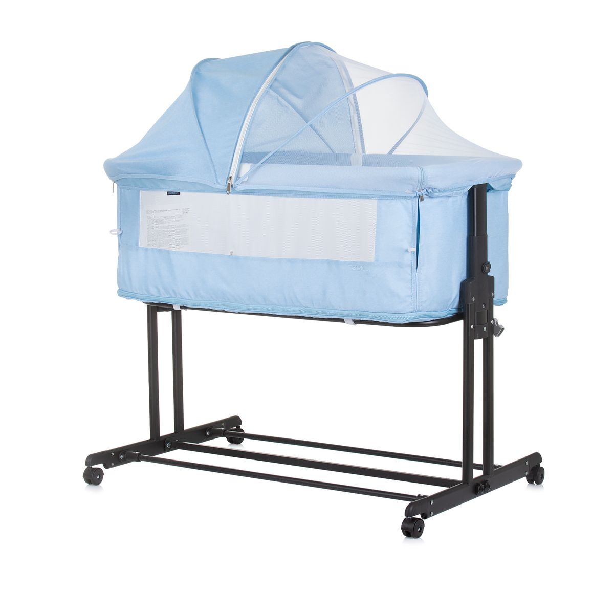 Chipolino Beistellbett 2 in 1 Zen Laufstall Moskitonetz Matratze R&auml;der Bremse blau - Bild 1